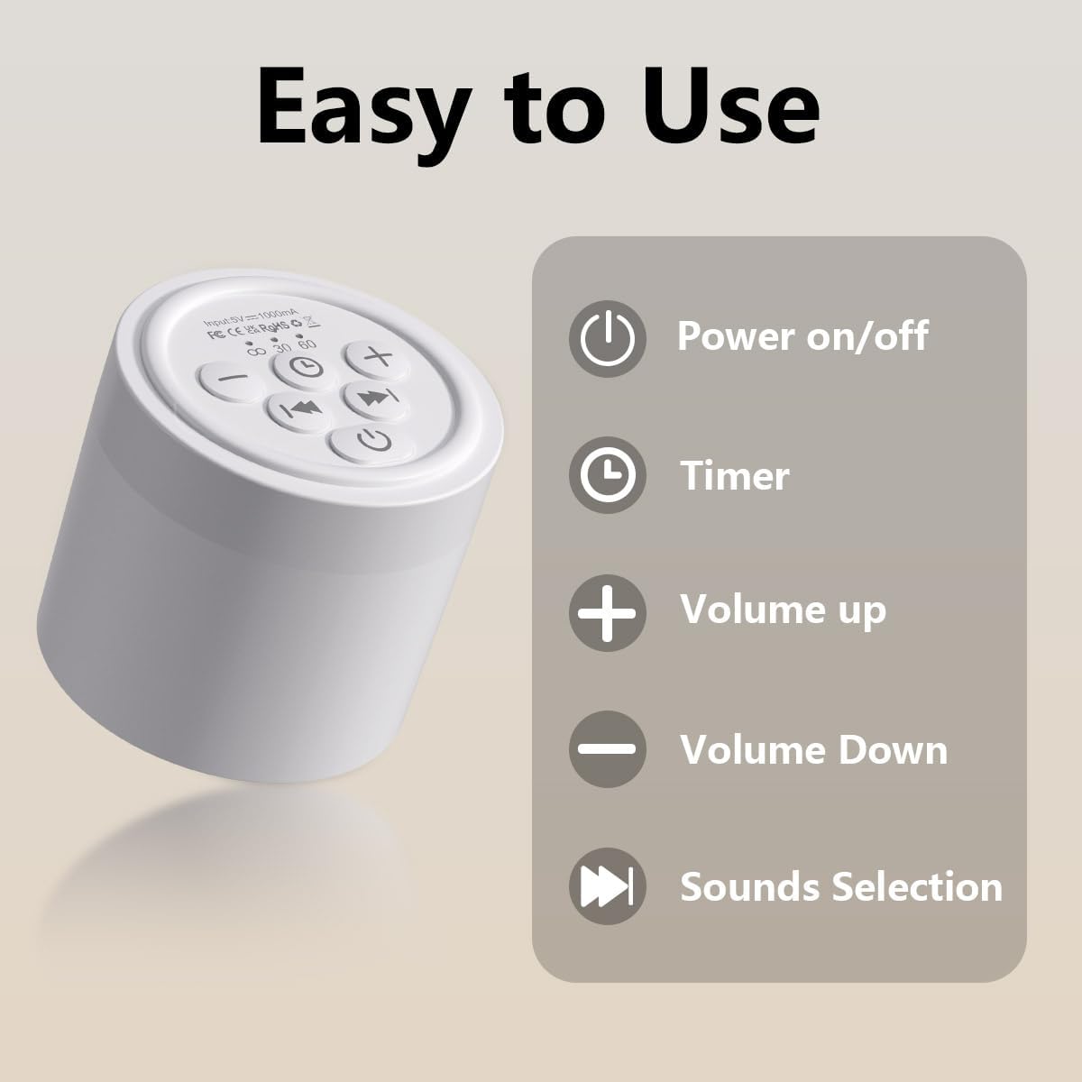 Portable Baby Sound Machine Mini White Noise Machine with 30 Soothing Sounds for Newborn Kids Adults Rechargeable Sleep Brown Noise Machine 4 Timers Memory Function for Travel Camping Home Office