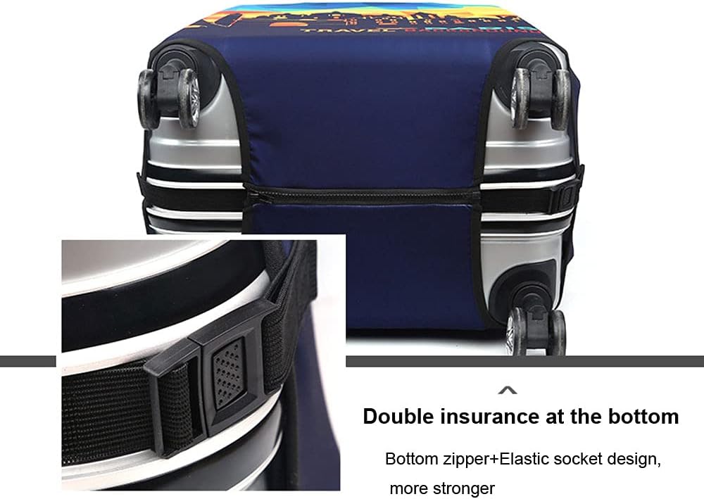 MosaiRudo Thicker Luggage Cover Elastic Suitcase Cover Protector Fits 18-32 Inch Suitcase Travel Accessories (World Travel, S)