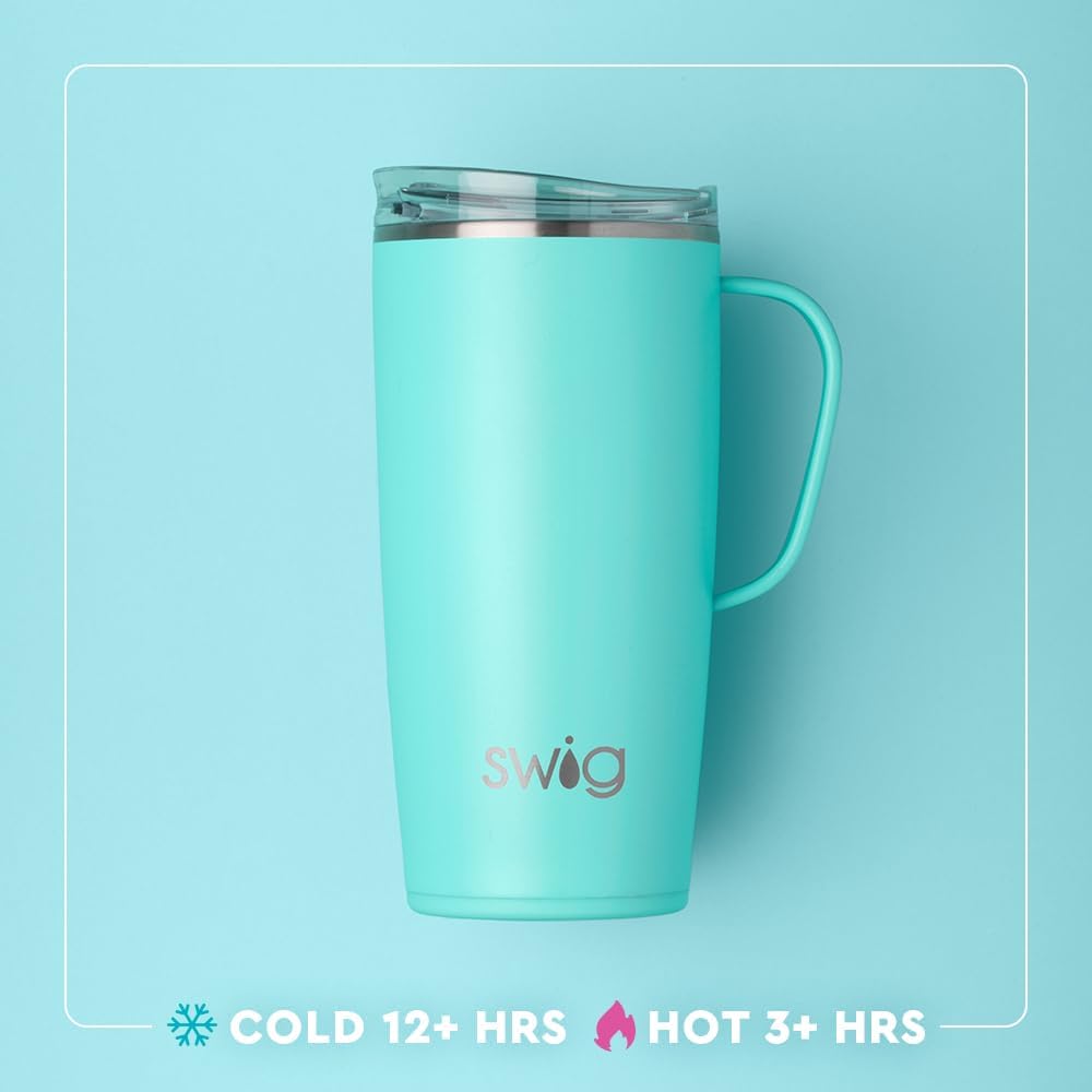 Swig Life 22oz Travel Mug, Insulated Tumbler with Handle and Lid, Travel Coffee Mug, Cup Holder Friendly, Stainless Steel 22 oz Tumbler, Reusable Insulated with Lid (Mississippi)