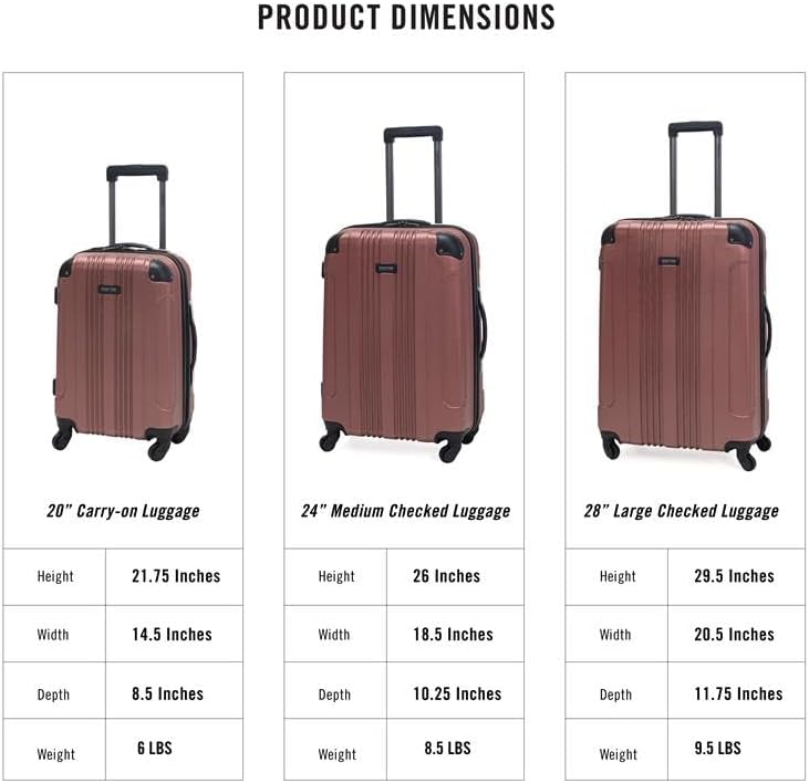 Kenneth Cole REACTION Out of Bounds Lightweight Hardshell 4-Wheel Spinner Luggage, Rose Gold, 24-Inch Checked