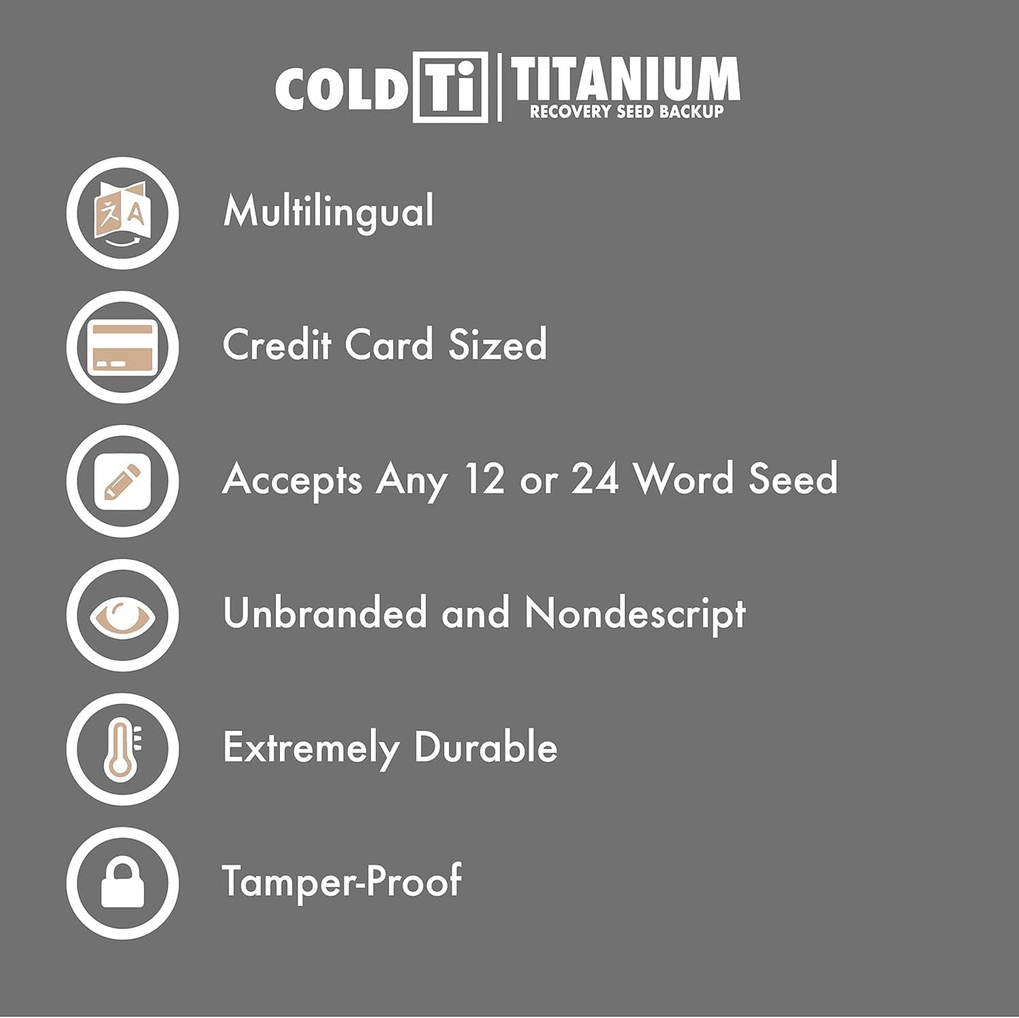 ColdTi - Titanium Bitcoin Seed Plates for Ultra-Secure Ethereum and Crypto Seed Phrase Storage (2 Plates w / 1 Scribe & Anti-Tamper Seals) - Premium Seed Phrase Metal.