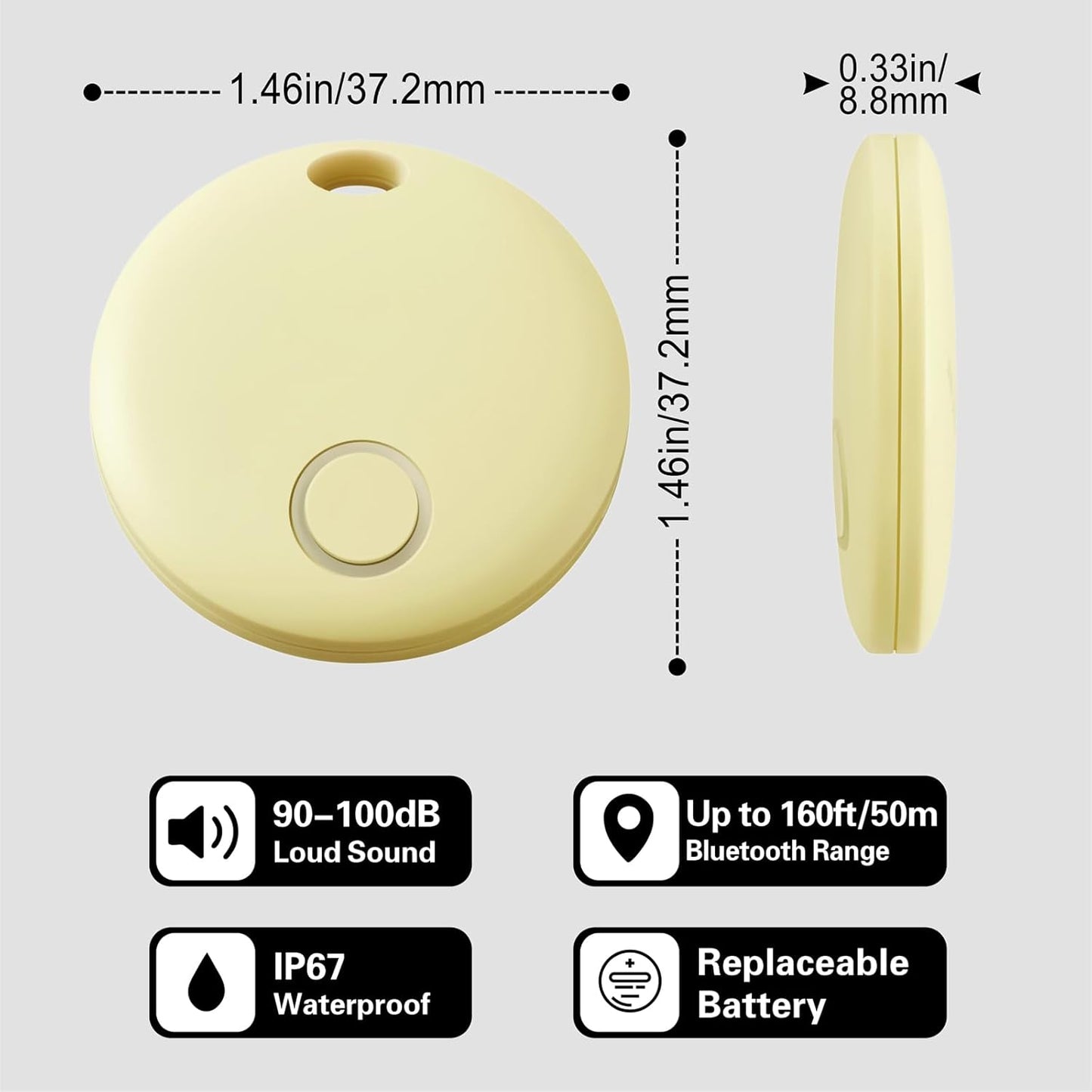 Reyke Smart Tag, Air Tracker Luggage Tracker, Works with Apple Find My (iOS Only), Item Locator for Key, Luggage, Backpack, Wallet, IP67 Waterproof, 2 Pack