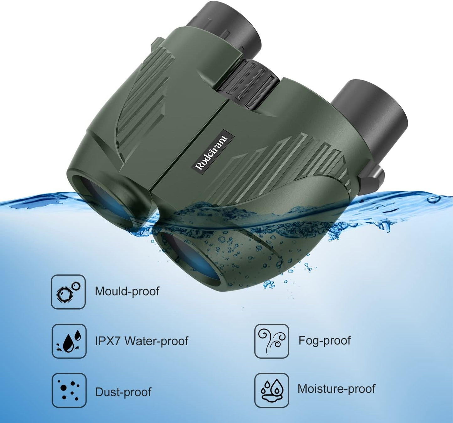 20X25 Compact Binoculars for Adults and Kids,Large Eyepiece Waterproof Binocular,Easy Focus Small Binoculars for Bird Watching,Hiking and Concert, Green