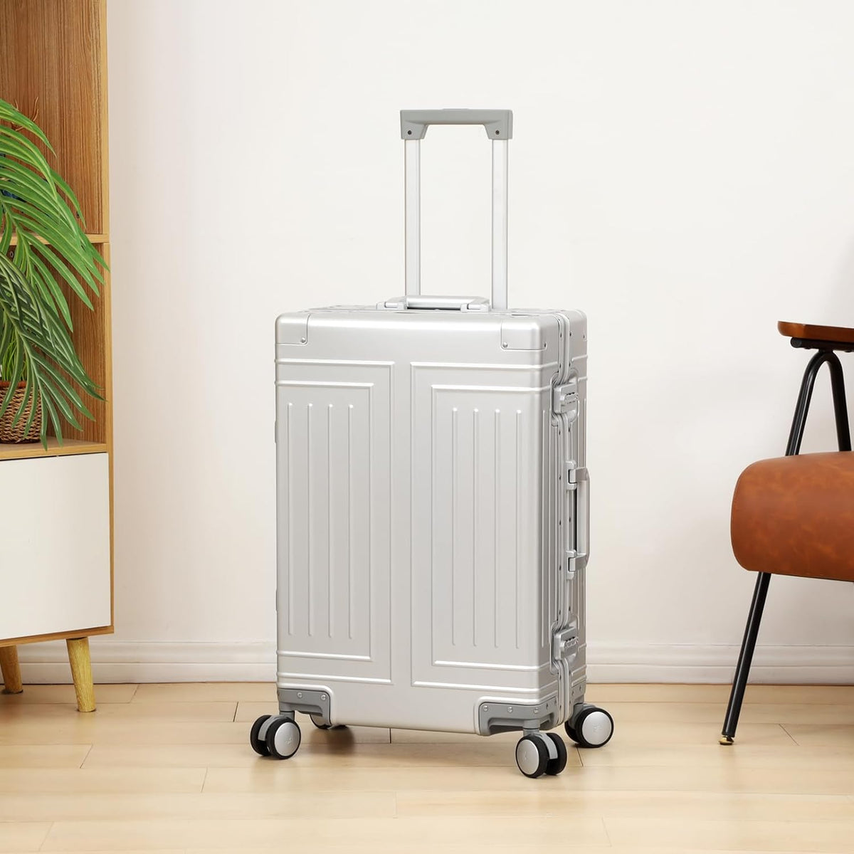 All Aluminum Magnesium 20/26 Luggage SetοΌCut from Whole Aluminum SheetοΌ22x14x9 Airline Approved οΌοΌ3rd GenerationοΌPremium Magnesium Metal zipperless suitcase οΌ (silvery, 20in+26in)