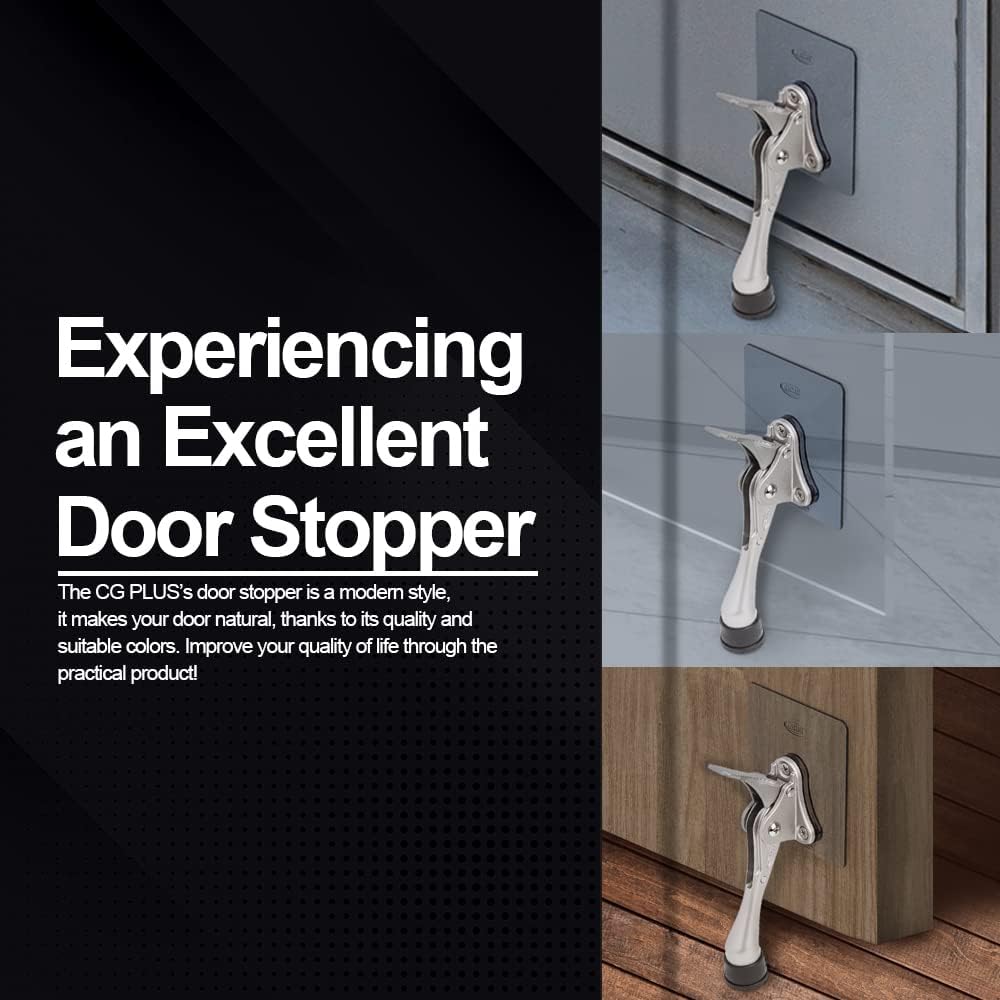 One-Touch Doorstop Adhesive Bracket (Satin Nickel, 4inch x 1pack)
