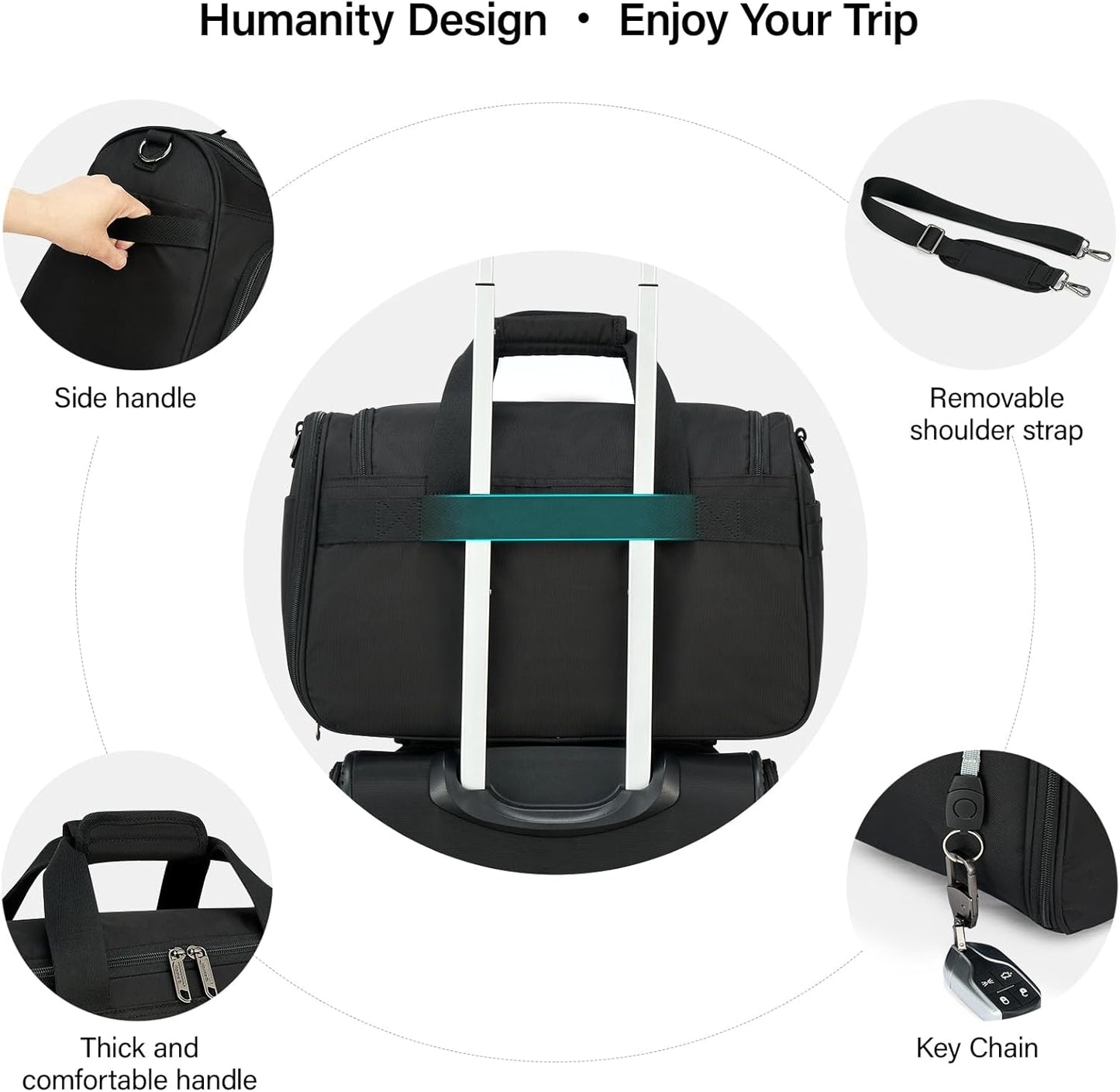 Hanke Underseat Carry On luggage Bags for Travel, Foldable Travel Bags for Women, Soft Lightweight Personal Item Travel Bag Small Carry On Bags for Airplanes, Travel Tote Bags for Women Men.(Black)