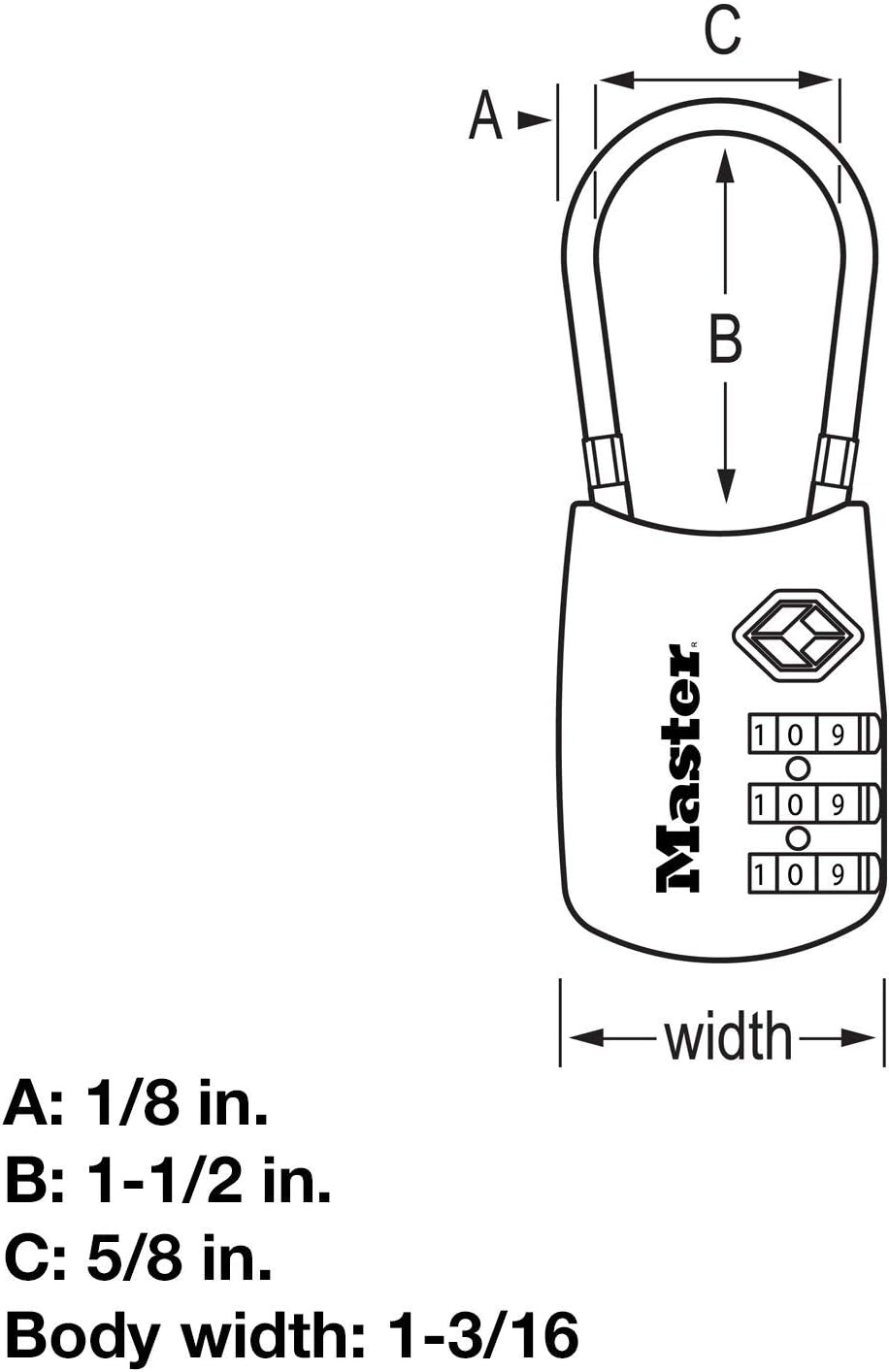 Master Lock TSA Set Your Own Combination Luggage Lock, TSA Approved Lock with Code for Luggage, Bags, Suitcase, and Backpacks, (Color May Vary), 4688D
