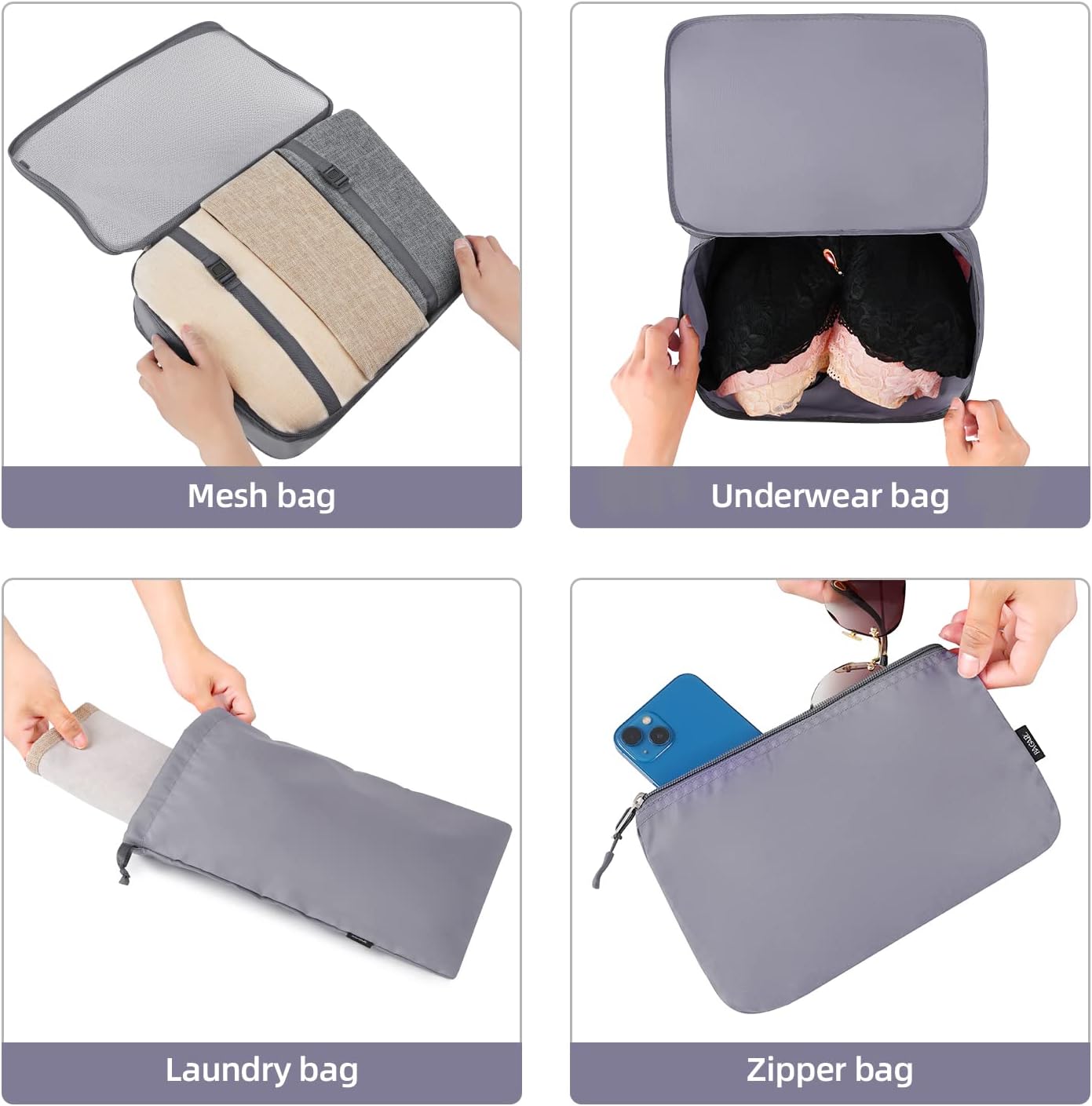 BAGAIL 6 Set/8 Set/10 Set Packing Cubes Various Sizes Packing Organizer for Travel Accessories Luggage Carry On Suitcase