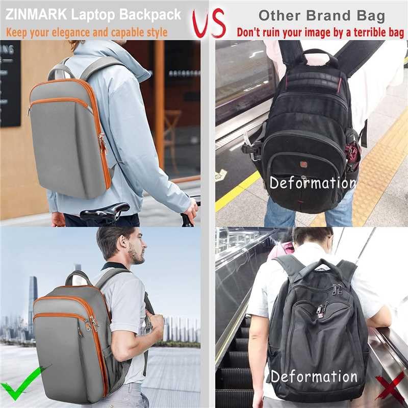ZINMARK Slim Expandable 15 15.6 16 Inch Laptop Backpack Anti Theft Travel Business Durable Computer Bag, Multipurpose Large Capacity Daypack for Men And Women,G01OG01