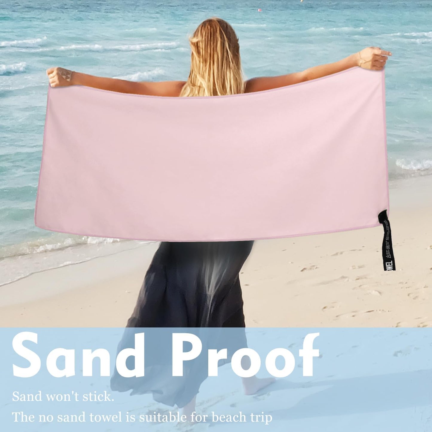 Microfiber Travel Towel, Soft Lightweight Quick Dry Towel, Super Absorbent Compact Travel & Sports & Beach Towels for Camping, Backpack, Gym, Swimming, Yoga, Hiking (L:24"×48" -Light Pink)