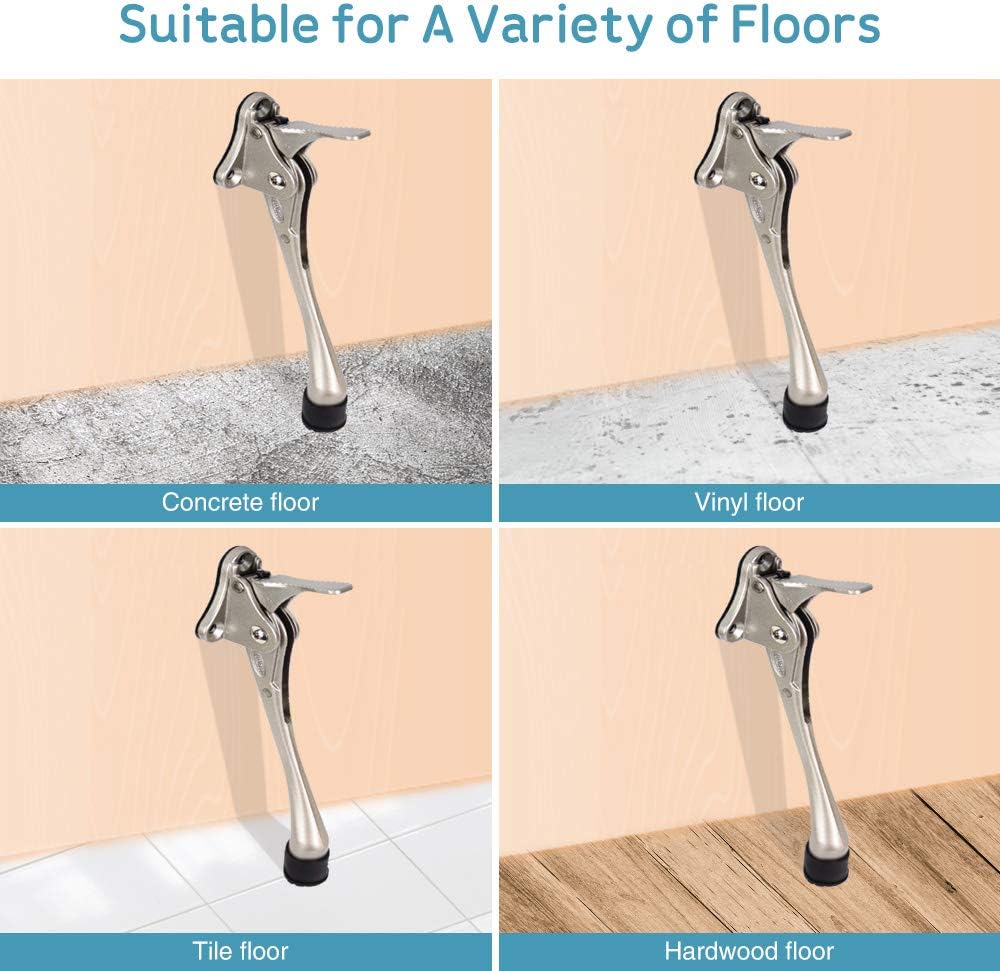 Door Stopper, One-Touch semi-Automatic Metal Door Stopper, with Non-Slip Rubber Tip for Wood, Concrete, Tiled, and Carpeted Floors (6inch x 1pack, Gold)