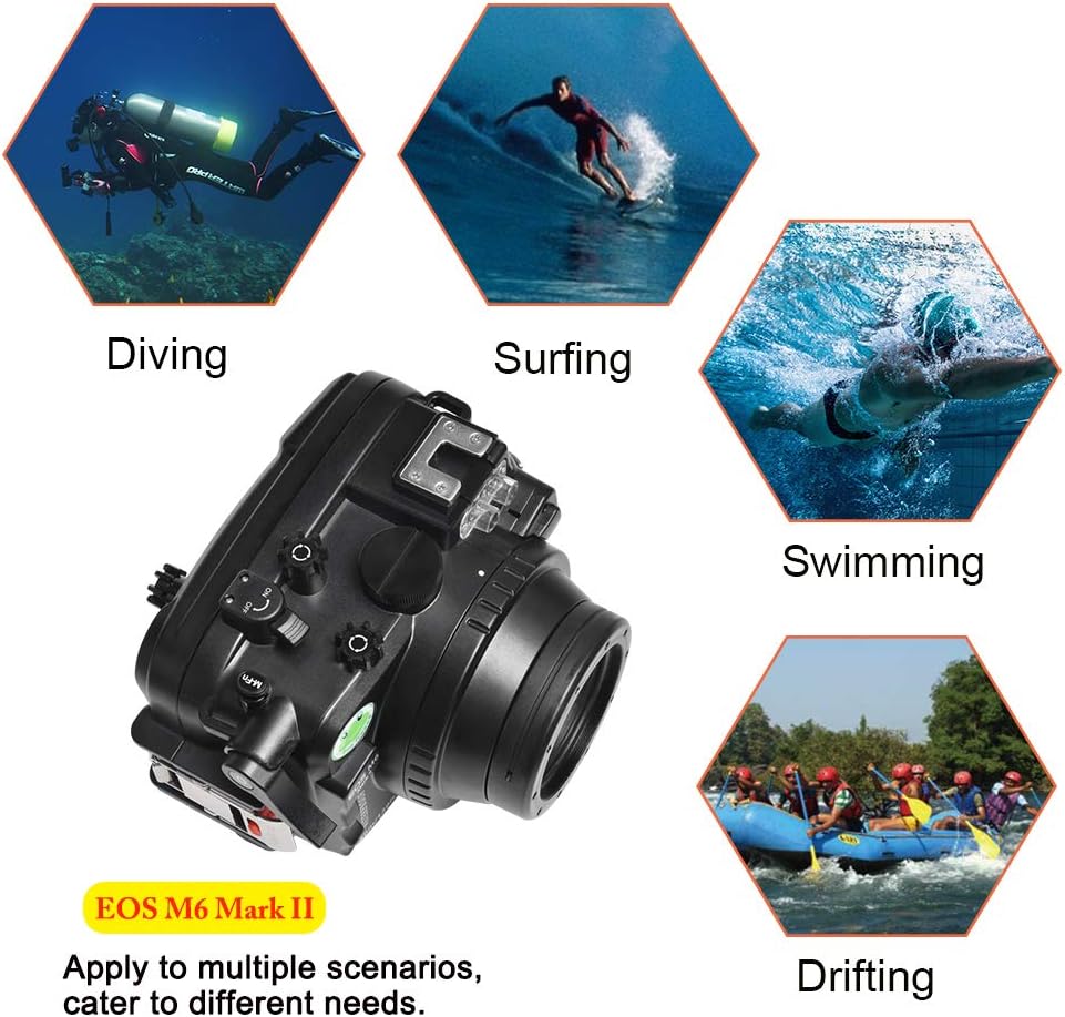 Sea frogs Underwater Camera Case Compatible with Canon EOS M6 Mark II 28MM IPX8 40m/130ft Maximum Diving Depth Waterproof Camera Housing for Diving, Surfing, Rowing, Skiing