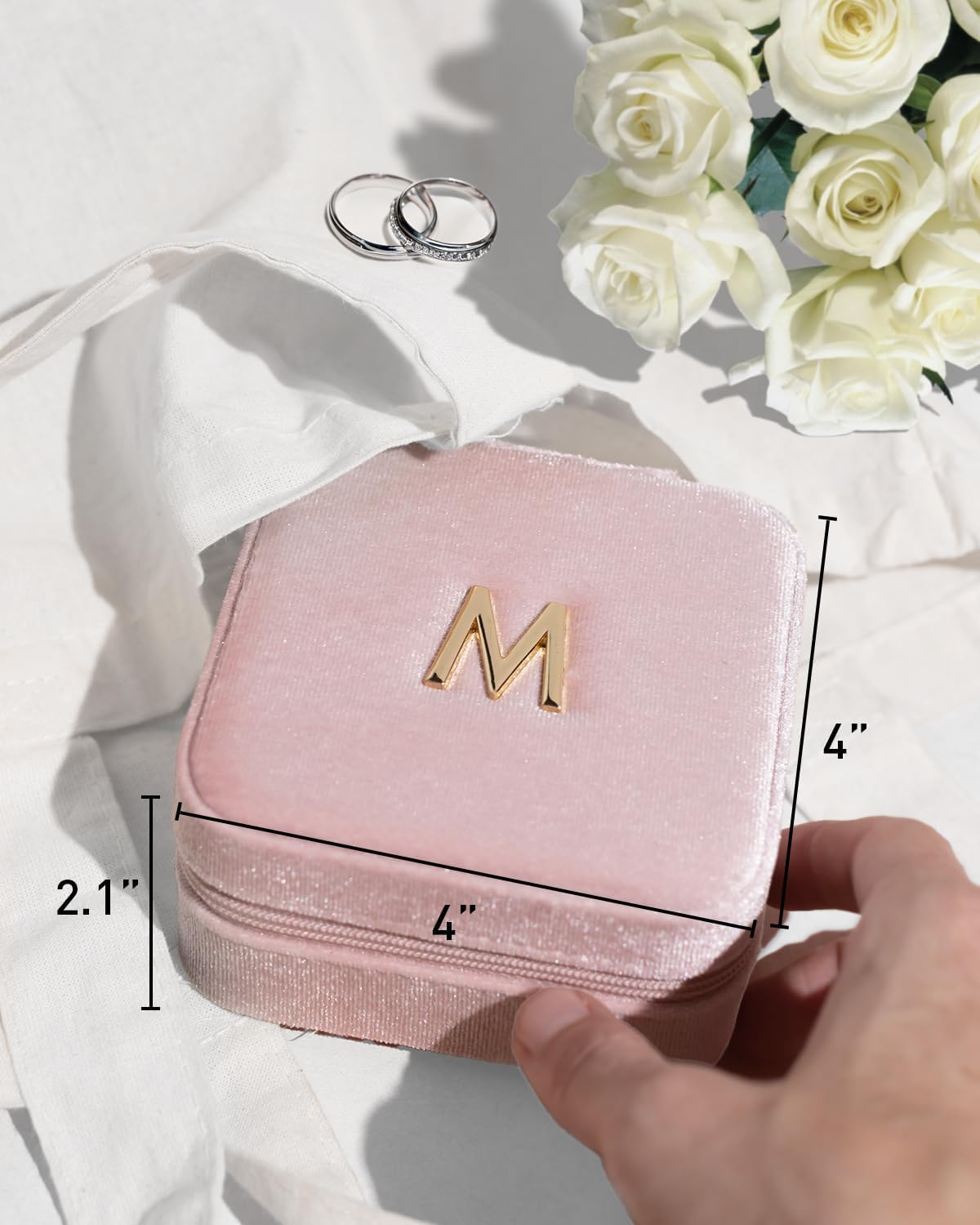 Vlando Mom Gifts for Women, Travel Jewelry Case for Mother Gifts, Travel Gifts from Daughters, Travel Essentials Small Jewelry Box - Letter T, Pink