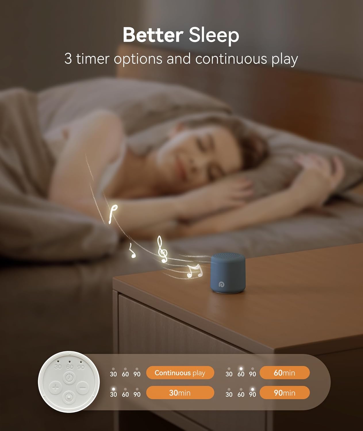 Dreamegg Travel White Noise Machine - Portable Sound Machine for Baby Adults, Travel Sound Machine for Sleep, 16 Nature Sound, Timer, White Noise Machine for Sleeping Gift, Navy