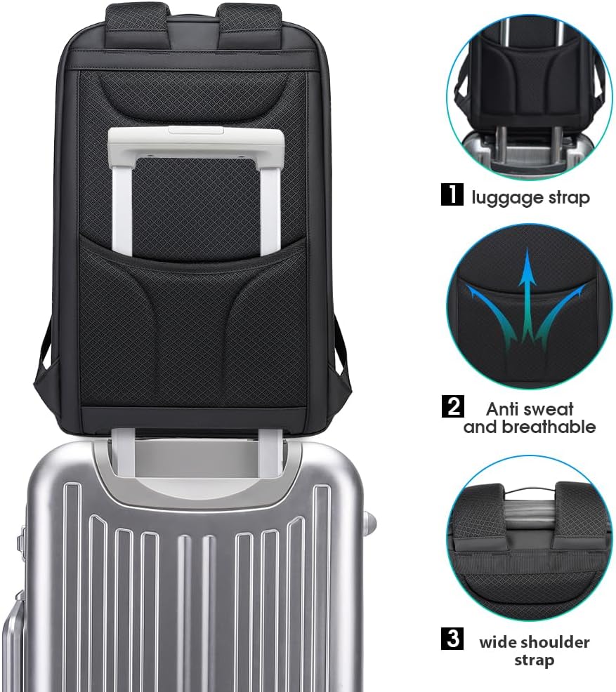 BANGE Anti Theft Backpack,Business Backpacks with USB Charging Port, Slim Laptop Back Pack Fit for 15.6 INCH,Men Travel Backpack with Water Bottle Holder for Men and Women…