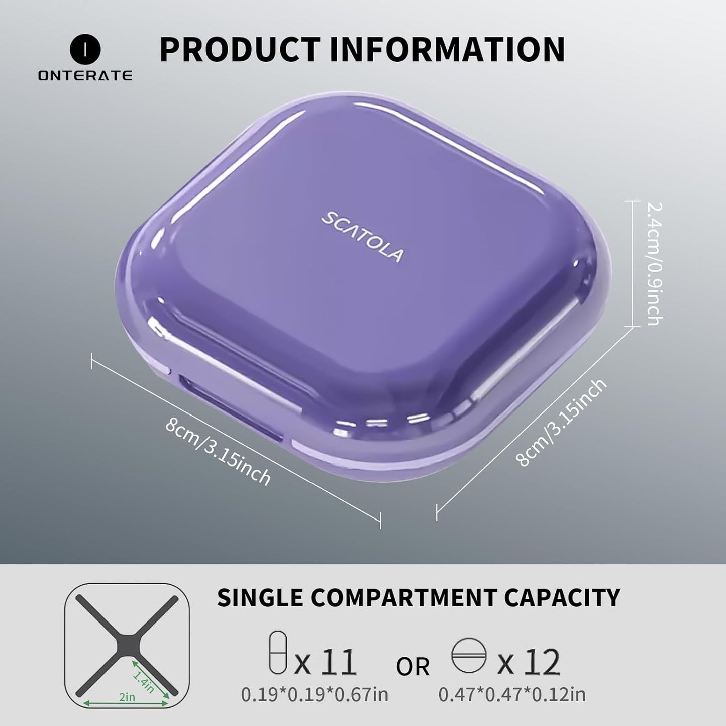 Small Pill Case, Travel Pill Box, Portable Pill Organizer, Pill Container for Pocket 4 Compartments, Daily Compact Travel Medicine Holder for Vitamins Medication (Purple)