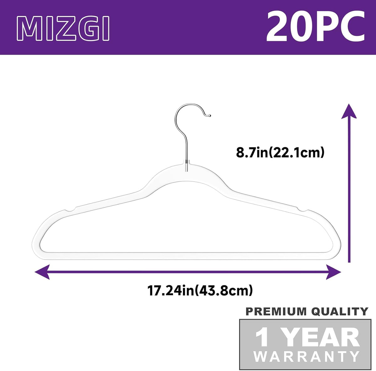 MIZGI 20 Pack Clear Plastic Hangers - Premium Thick Invisible Space Saving Hanger with 360° Swivel Hook, Ultra Slim Hangers for Suits, Dresses, Shirts, Coats & Pants