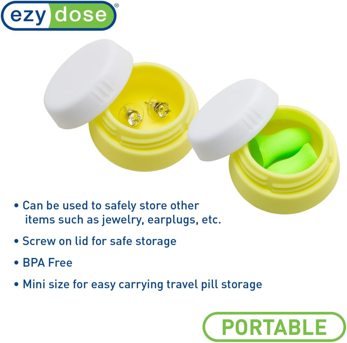 EZY DOSE Silicone Jar, Multi-Purpose Travel-Sized Container, Washable and Reusable, Versatile and Durable Container for Storage, Jewelry Holder Organizer, Blue, Yellow, and Green, BPA Free, 3-Pack