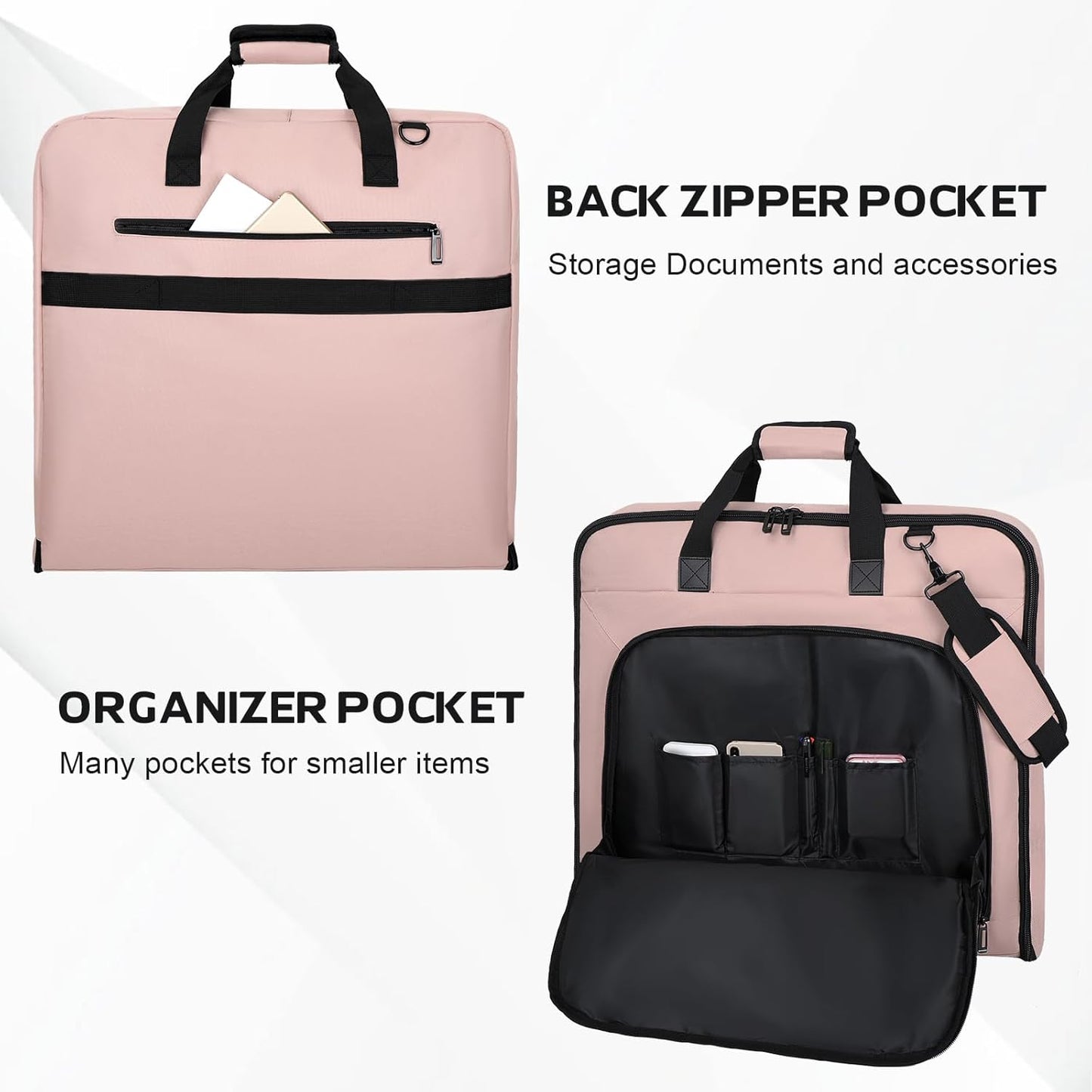 Garment Bags for travel,Hanging clothes Bag for Men Women,Suit Bags with Shoulder Strap,Wedding dress/shirt carry on luggage with fence hook,Wrinkle Free foldable duffle bag,Waterproof luux travel bag