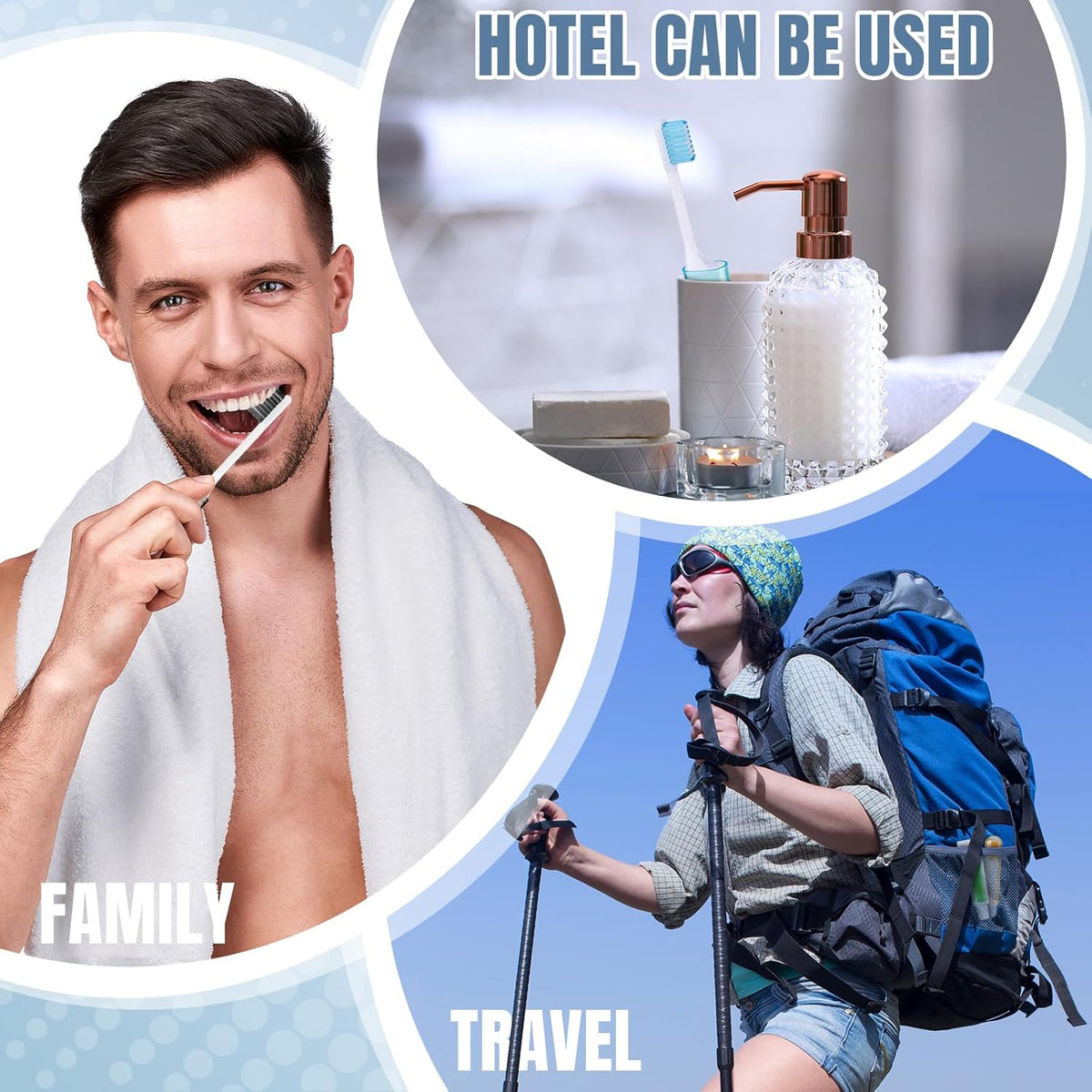 Patelai 4 Pieces Travel Toothbrush Set, Soft Bristle Mini Foldable Tooth Brush with Case, Individually Wrapped Small Portable Travel Size Toiletries Stuff for Camping (Black)