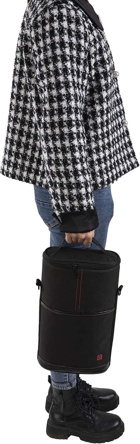 ALLCAMP 2 Bottle Wine Tote Carrier - Insulated Portable Padded Canvas Wine Bag for Travel, BYOB Restaurant, Wine Tasting, Party, Great Christmas Day Gift for Wine Lover,Black