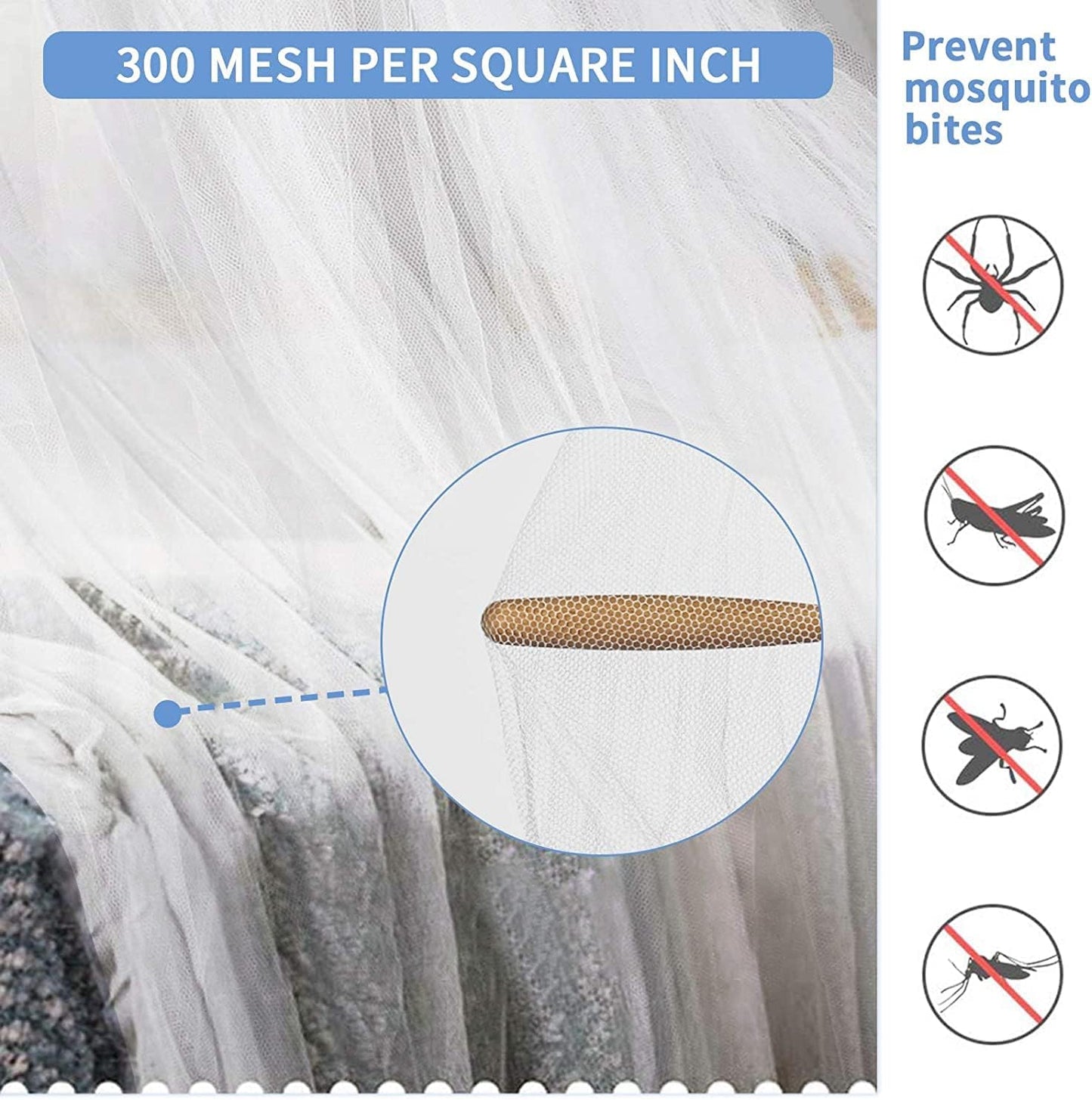 Mosquito Net for Bed, Large White Bed Canopy for Girls, Hanging Bed Net, Ideal for Bedroom Decorative, Travel with Storage Bag (Round)