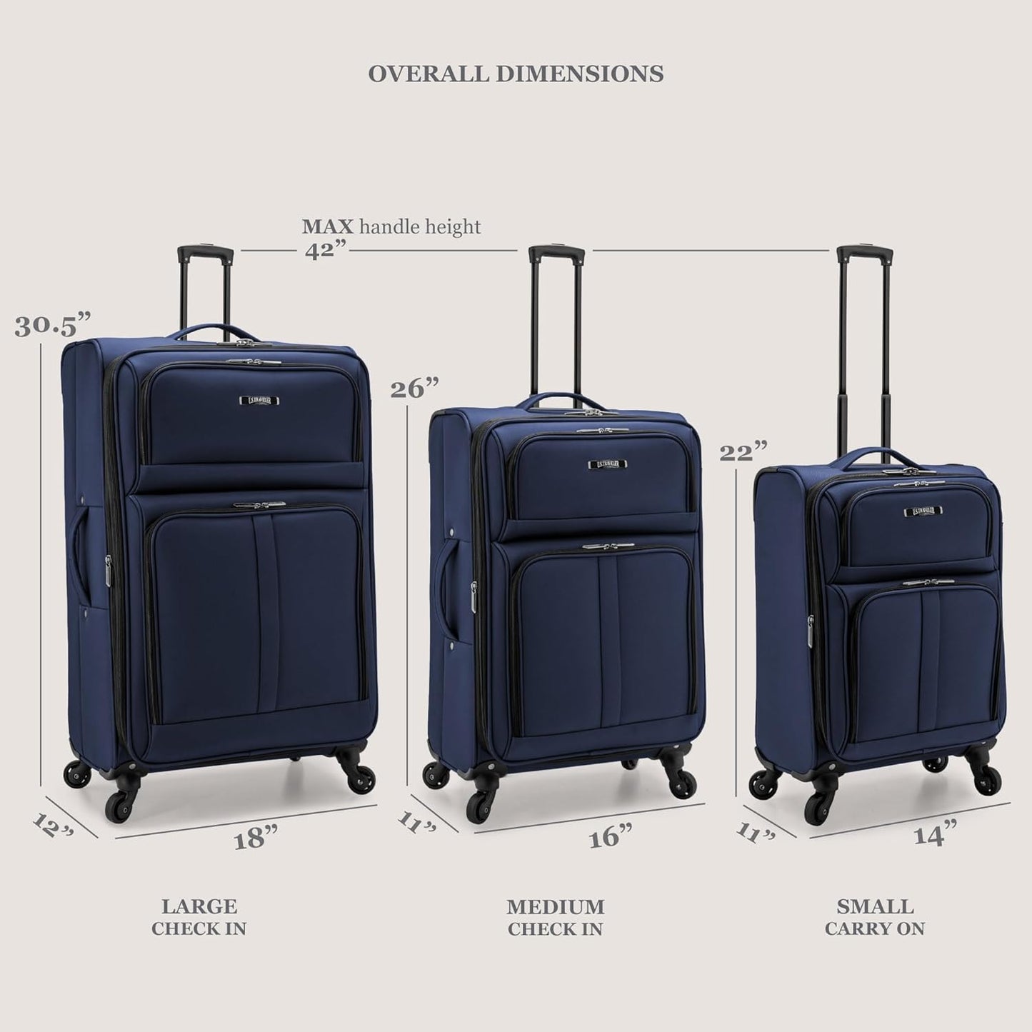U.S. Traveler Anzio Softside Expandable Spinner Luggage, Navy, 2-Piece Set (22/30)
