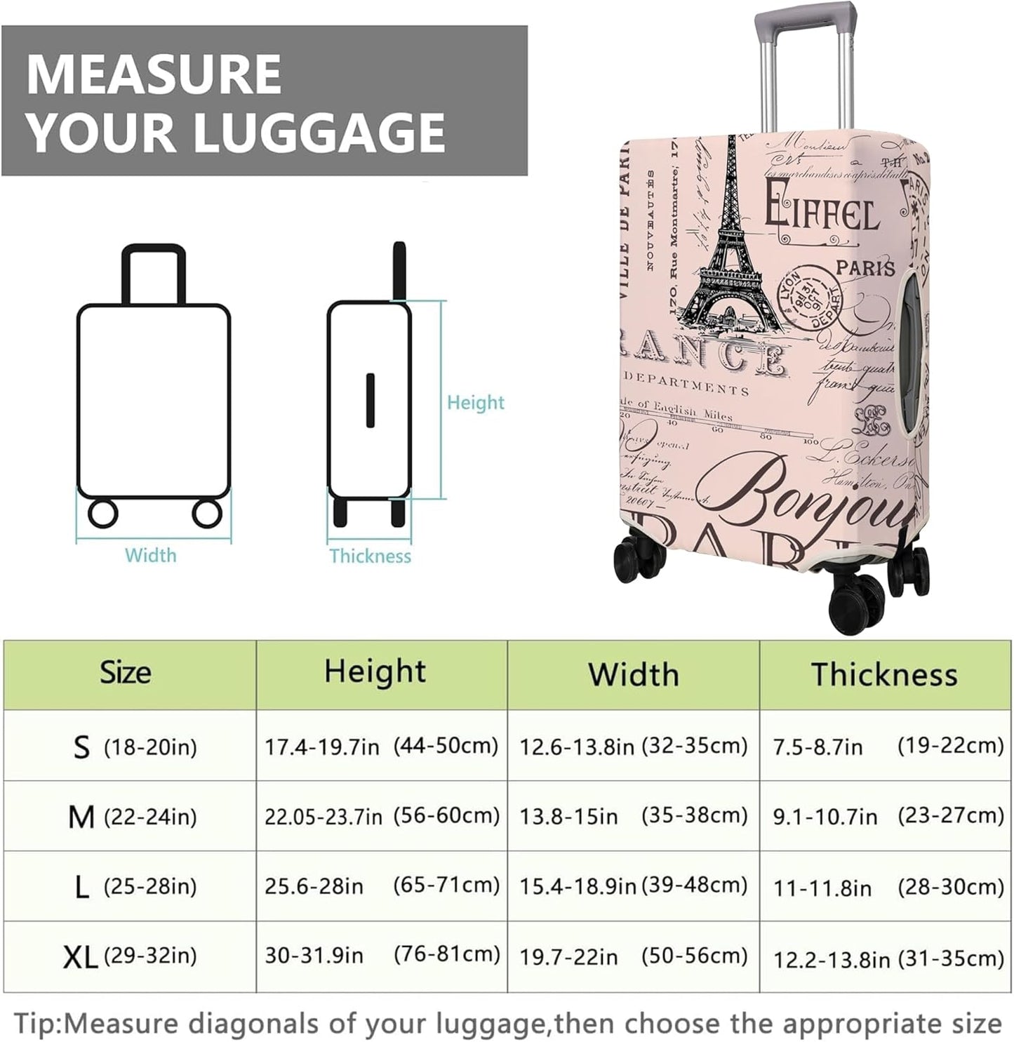 Travel Luggage Cover Suitcase Protector Fits 18-32 Inch Wheel Covers PatternedTravel Related Items Flower Luggage Protector Elastic XL