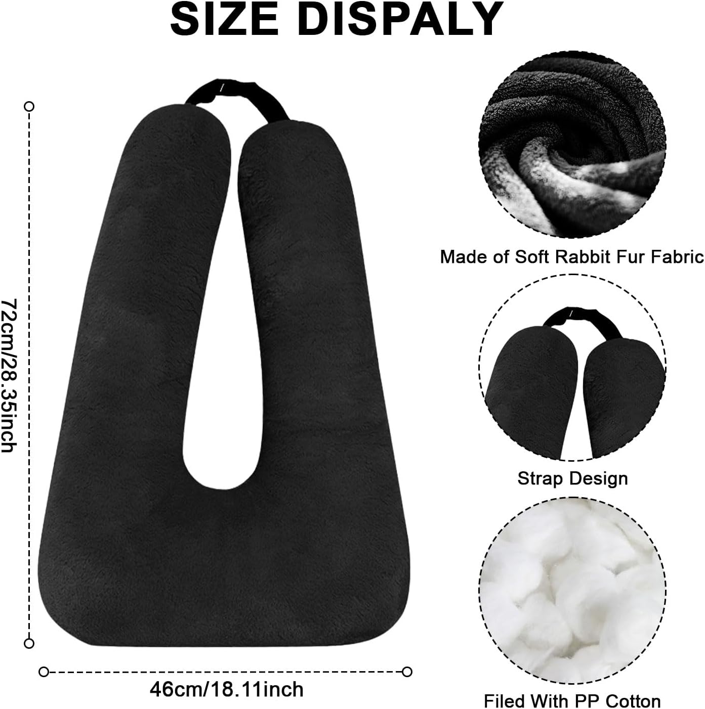 Travel Pillow, Travel Pillow for Kids, Sleeper Hold Pillow Travel, Removable U-Shaped Pillow for Adults and Children to Support Head and Body in The Back Seat of Long Car Trips (Black)