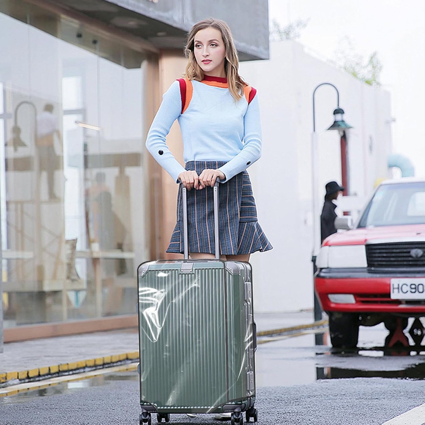 Clear PVC Luggage Cover, Waterproof Dustproof Anti-Scratch Suitcase Protector, Fits Wheeled Suitcases 18" 22" 24" 26" 28" 30" - Thicken Baggage Cover Case(26”)