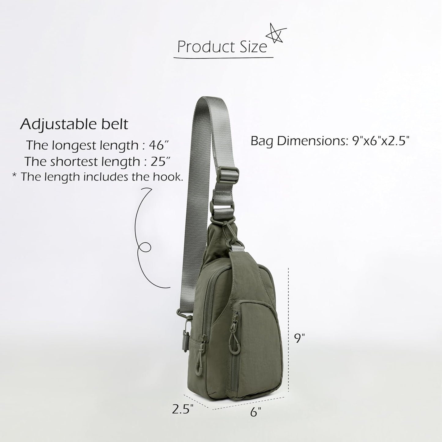 ODODOS Daily Sling Bag with Adjustable Straps Crossbody Chest Bag Lightweight Small Backpack for Casual Traveling Hiking
