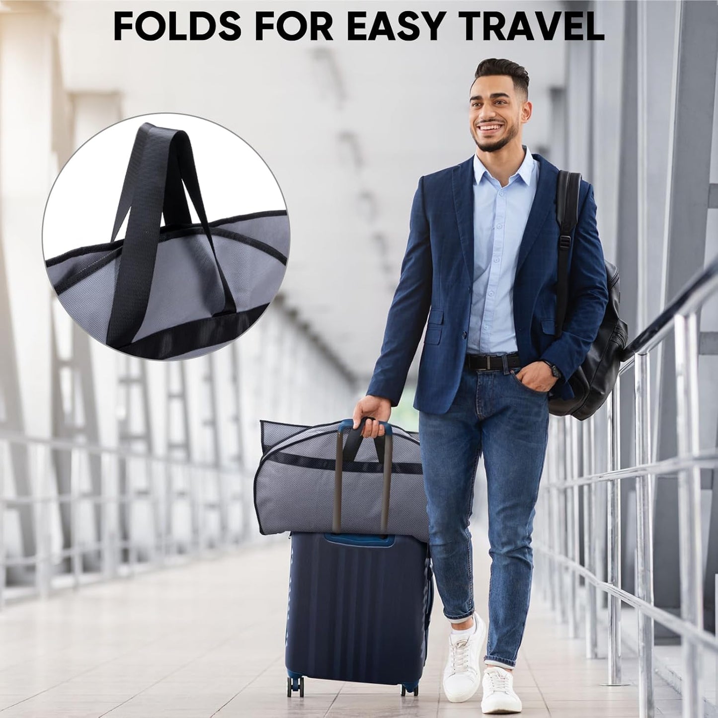 BALEINE 5PK Heavy Duty Garment Bag with Shoe Storage Travel Bag for Dresses, Suit, Coats Travel Essential (43", Grey)