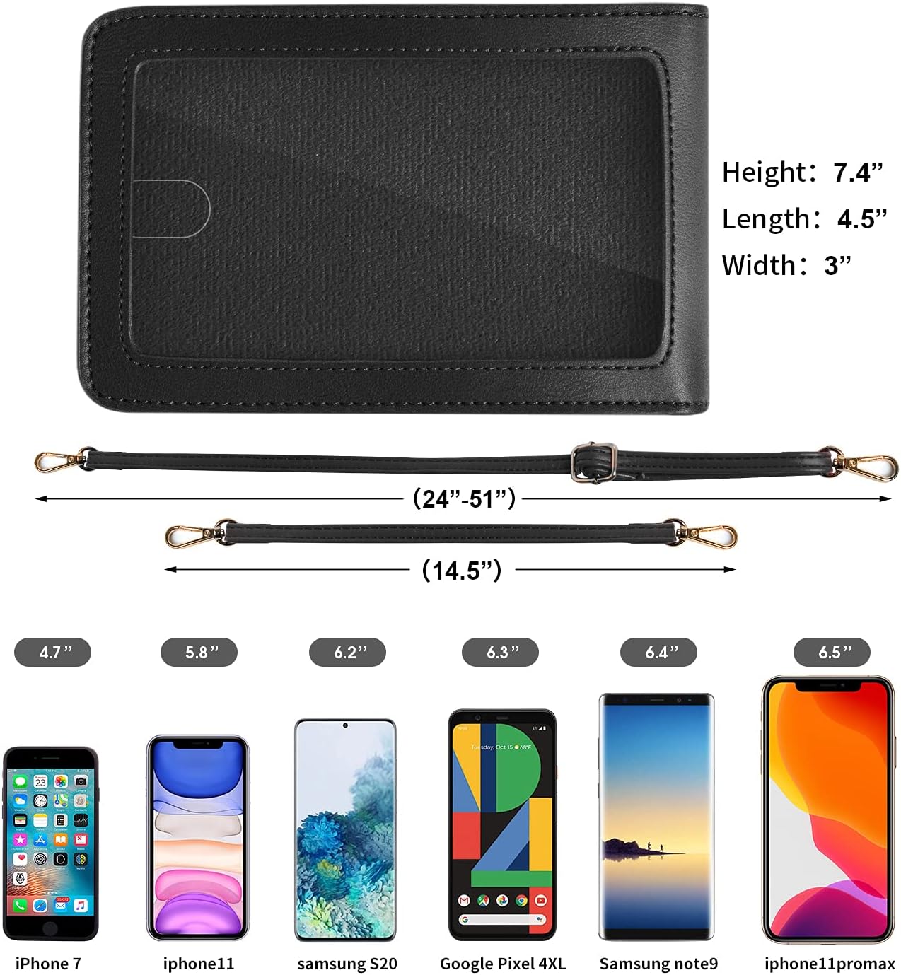Crossbody Cellphone Purse Women Touch Screen Bag RFID Blocking Wallet Handbag Shoulder Strap