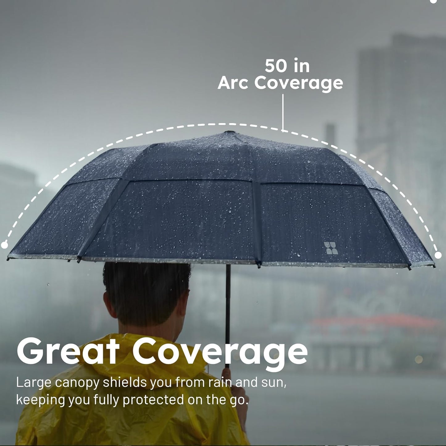 Weatherman Premium Collapsible Travel Umbrella - Windproof, Compact, Easy Auto Open - Resists Up to 55 MPH Winds - Perfect for Rain, Wind, Backpack, Car - Folding Umbrella (Black)