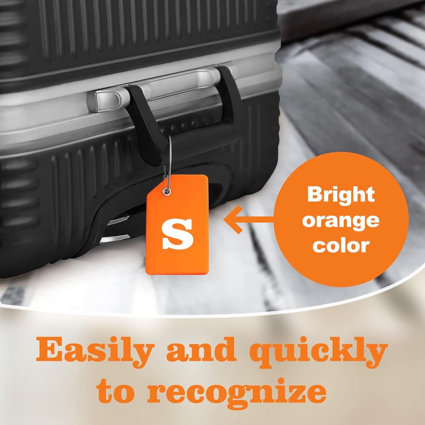 8 Pcs Luggage Tags for Suitcases, 26 Initial Letter Travel Luggage Baggage Identification Labels ID Tags Fully Bendable Tags with Stainless Steel Loop (Letter S, Colorful)
