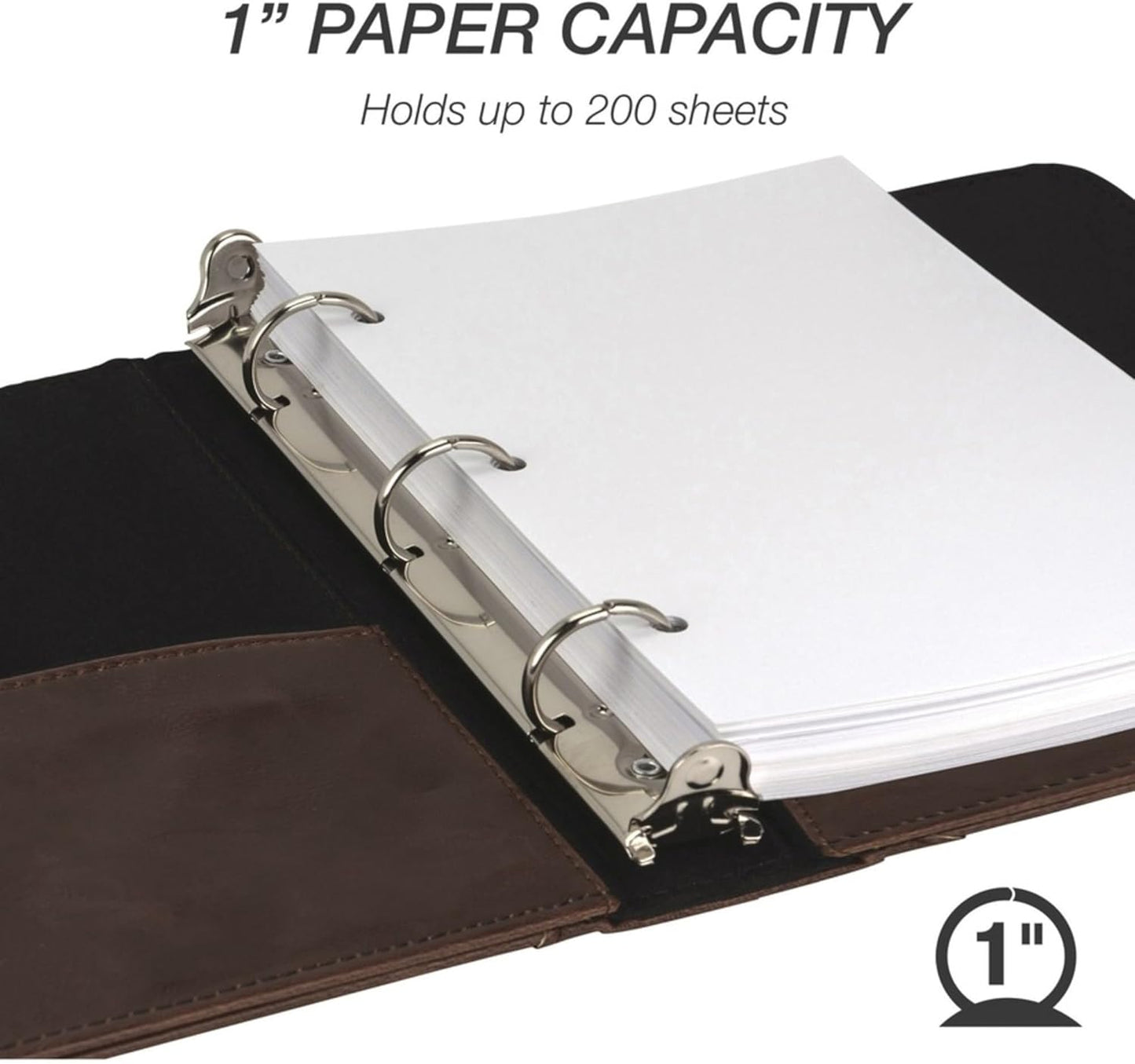 Samsill Vintage Leather Mini 3 Ring Binder 1 Inch Round Ring (Holds 200 Sheets), 5.5 x 8.5 Inch Documents, Professional Organizer, Planner, Notebook, Brown