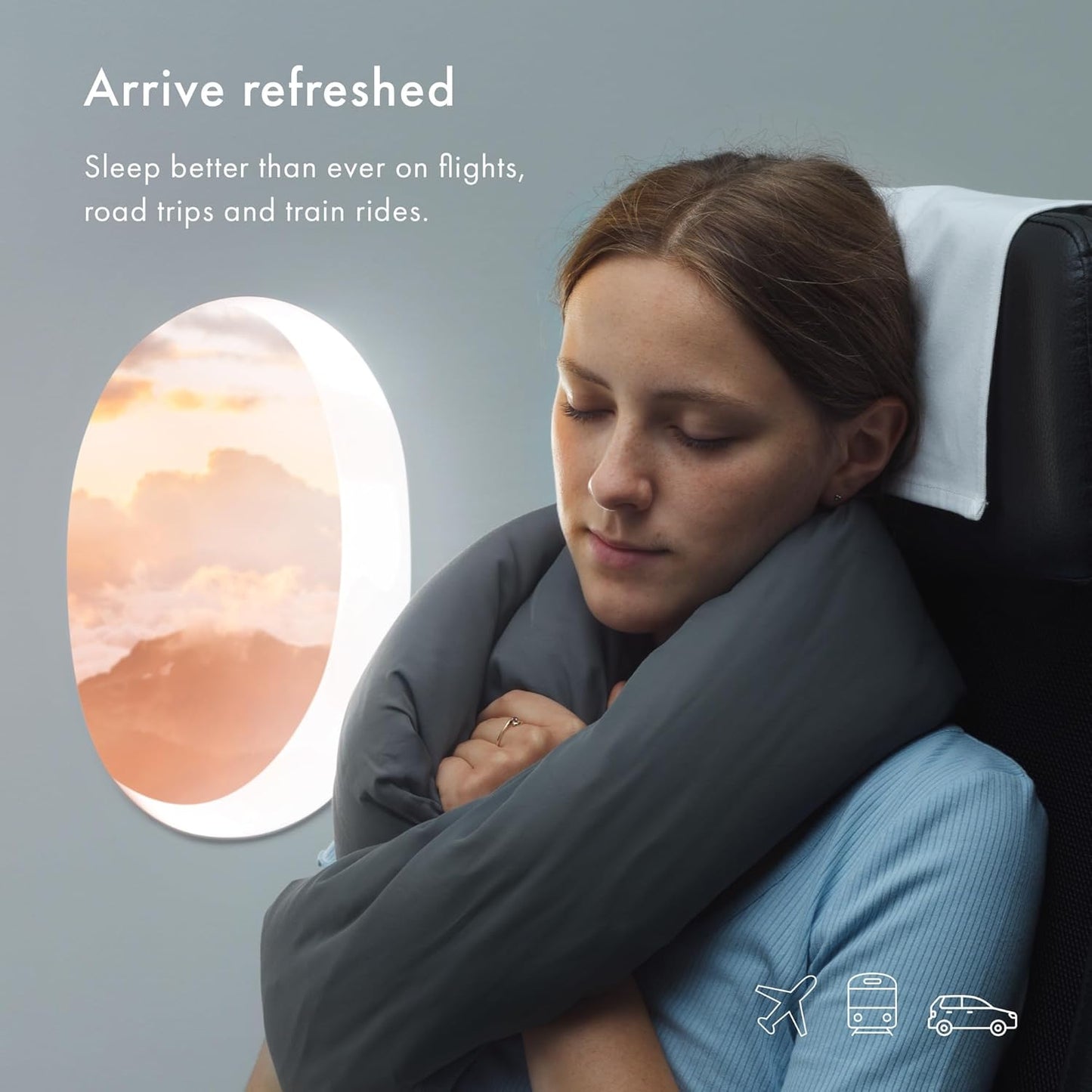 Huzi Infinity Pillow - Travel Neck Pillow - Versatile Soft 360 Support Scarf - Machine Washable - Home Travel Flight Road Trips Airplane Sleeping (Airy Blue)