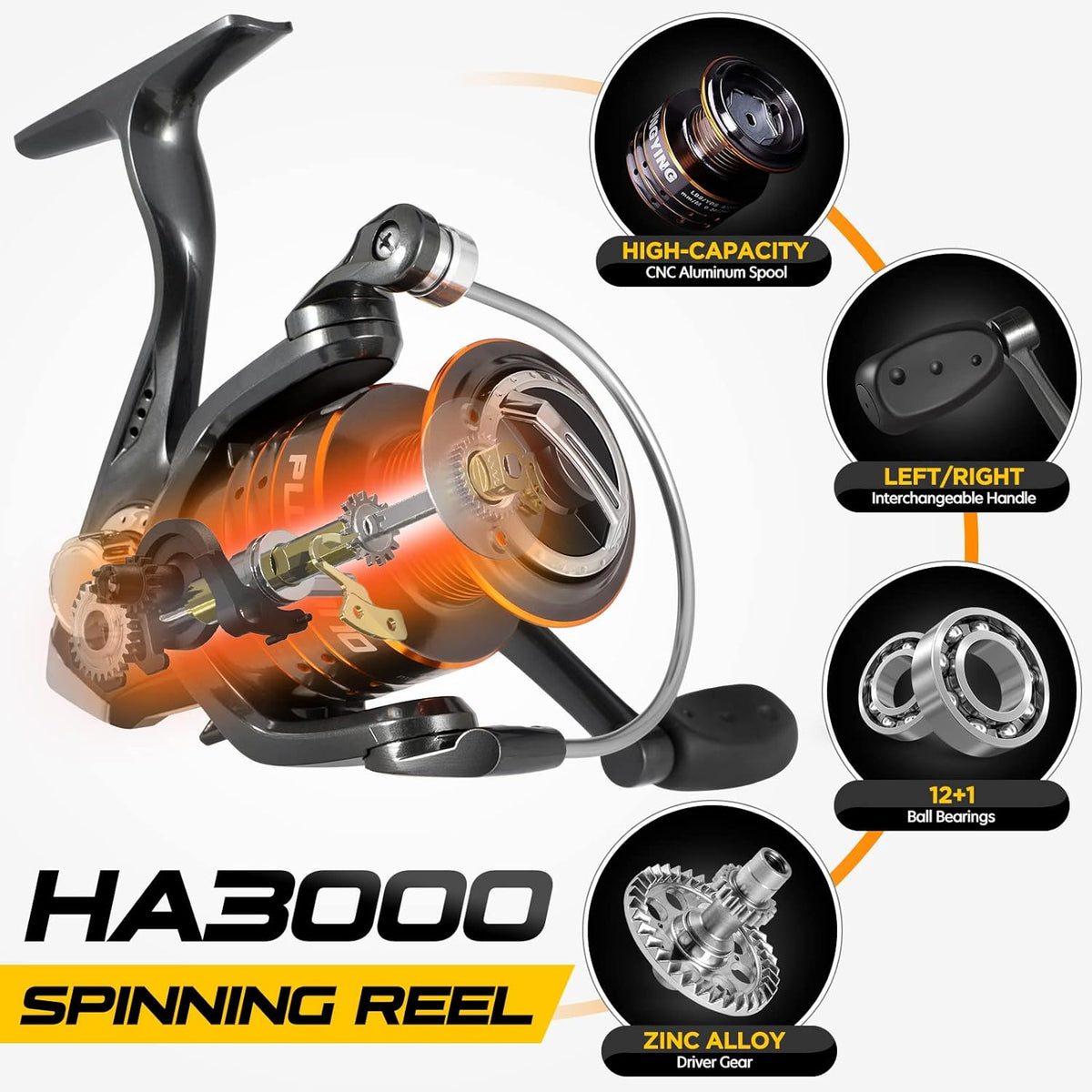 PLUSINNO Fishing Rod and Reel Combos - Carbon Fiber Telescopic Fishing Pole - Spinning Reel 12 +1 Shielded Bearings Stainless Steel BB