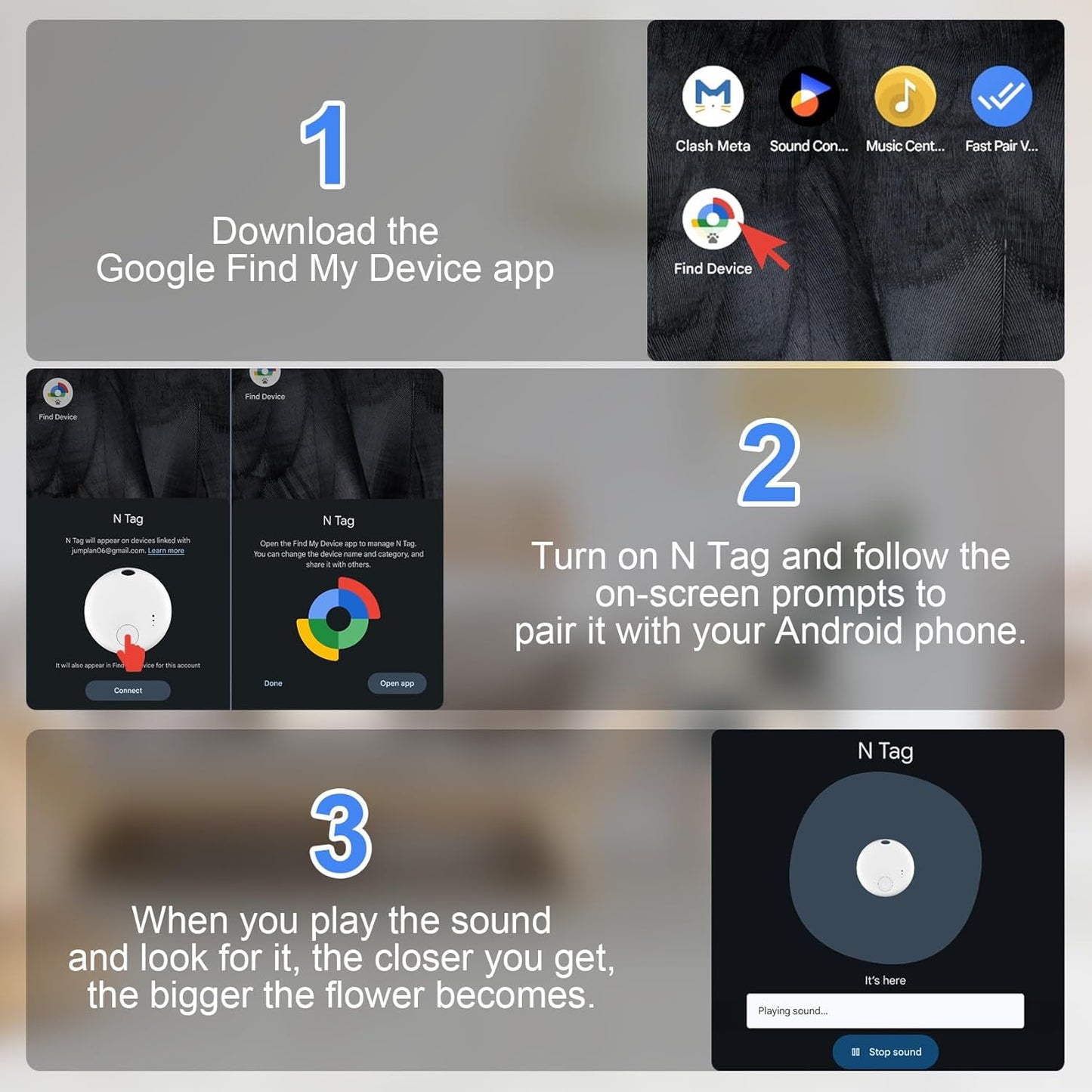 Bluetooth Tracker for Android, 2 Pack Item Finder Work with Google Find My Device App, Keys Finder and Item Locator for Keys Wallet Bags Pets ONLY Android, Smart Tracking Tag for Luggage, Backpack