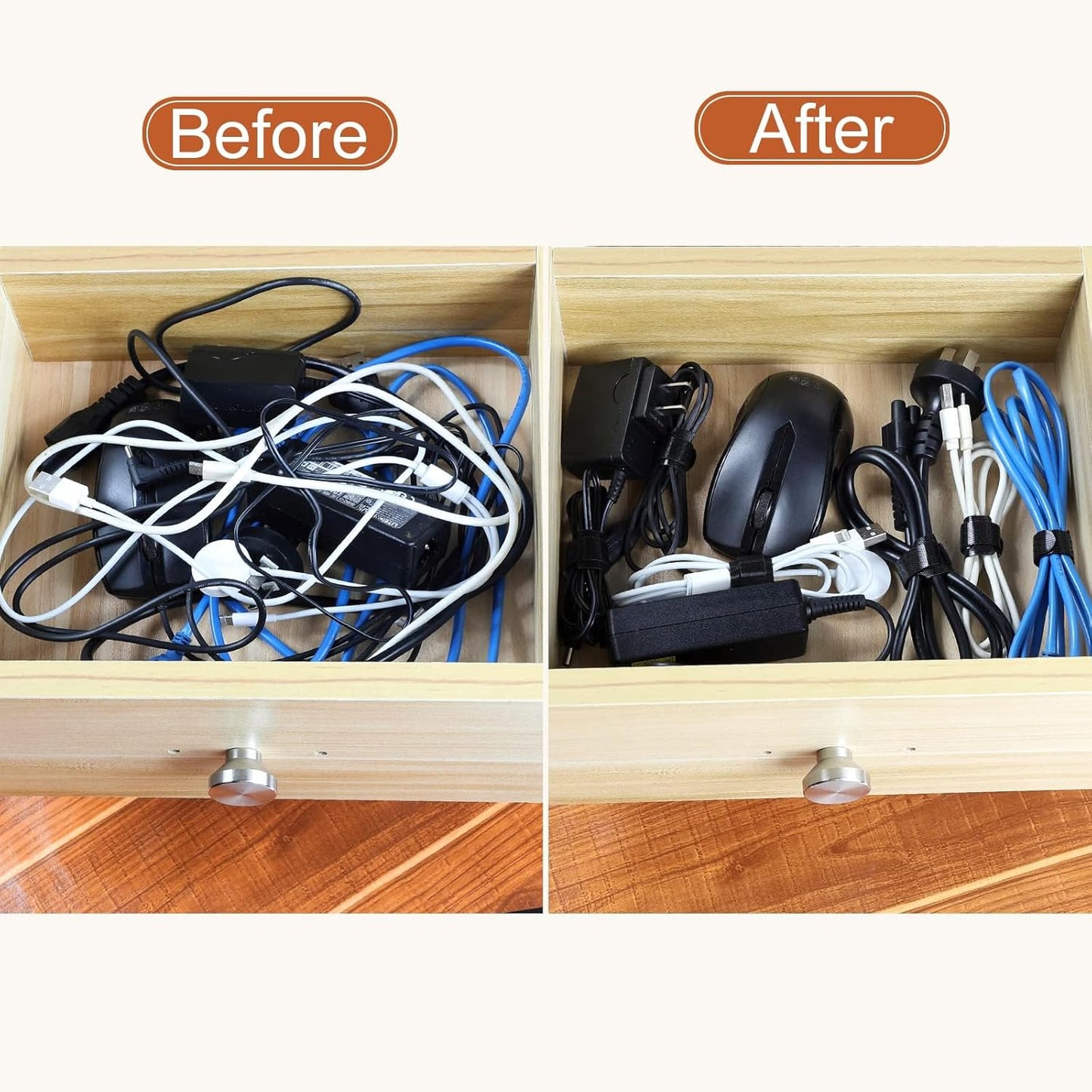 150PCS 8 Inch Cable Ties Reusable Multi-Purpose Wire Ties Cord Organizer Adjustable Cable Management 5 Colors