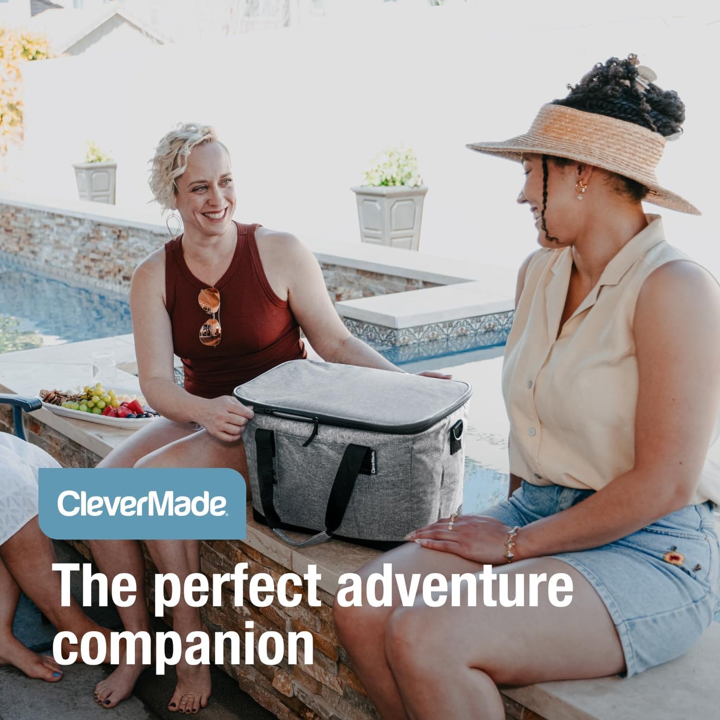 CleverMade Collapsible Insulated Cooler Bag – Leakproof Soft Folding Cooler for Beach, Travel, Car