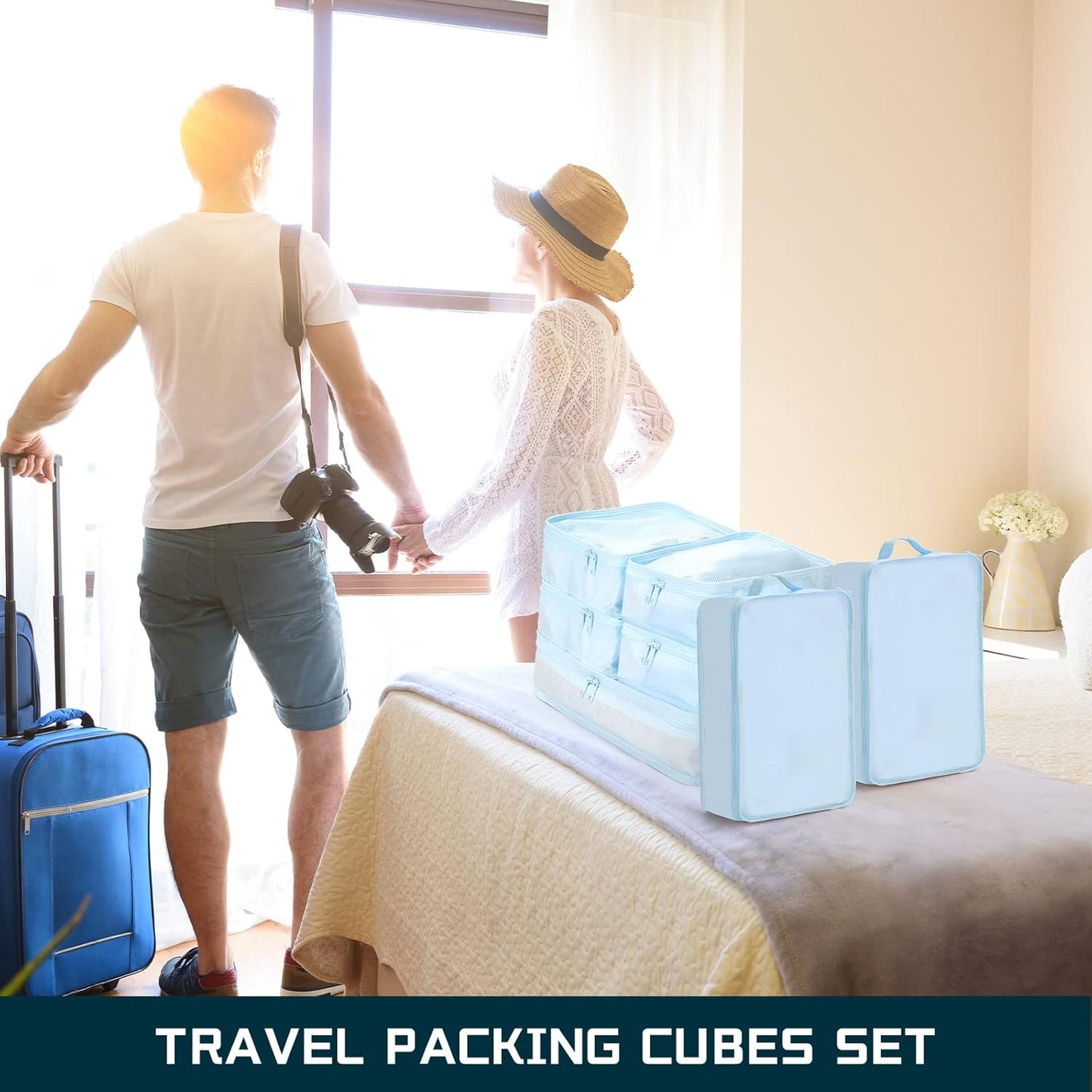 Reginary 6 Set Travel Packing Cubes Luggage Organizer Set Lightweight Suitcase with Shoe Bag for Clothes Toiletries