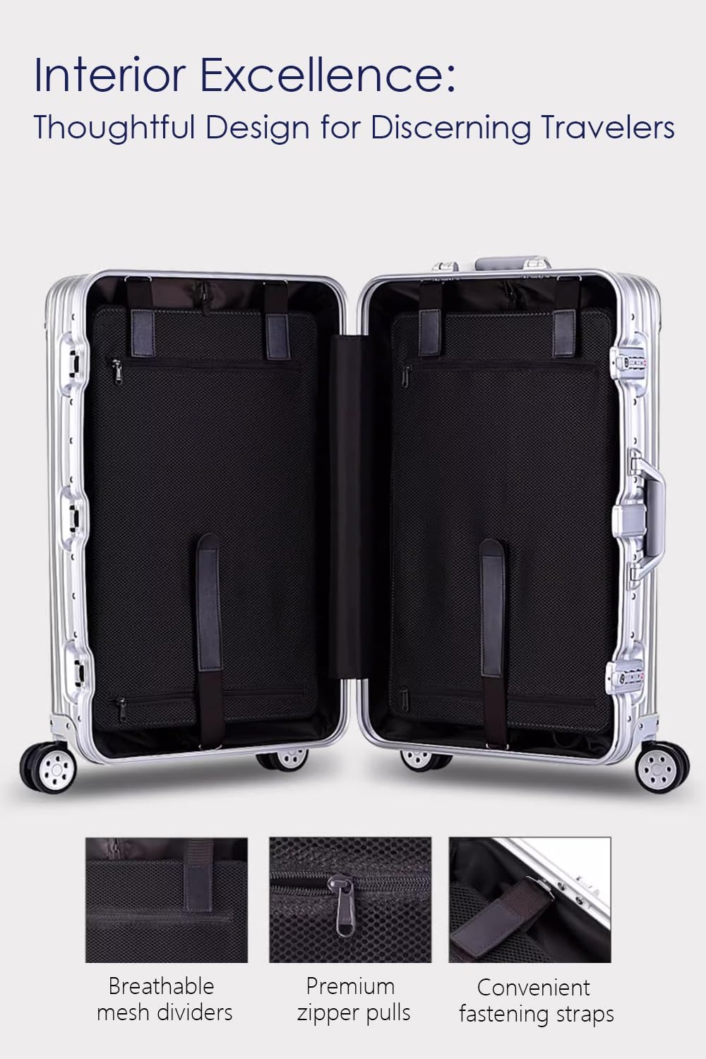 HotWay 28 Inch All Aluminum Checked in Luggage with Wheels, Hard Shell Zipperless Suitcase with TSA Locks, Large Travel Luggage, Gold