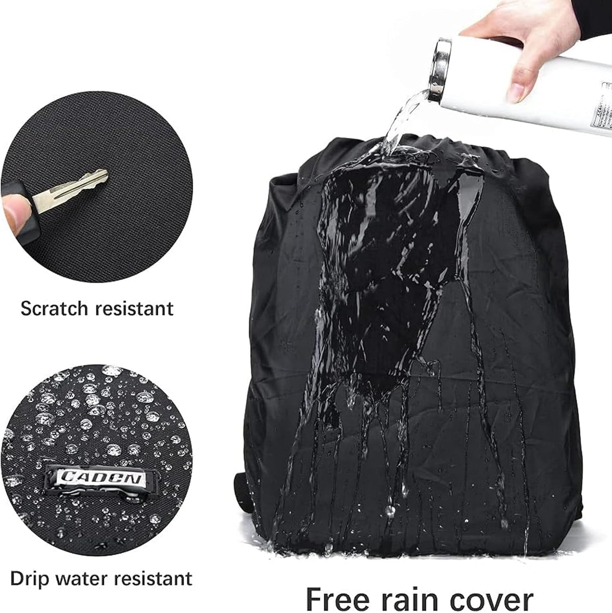 CADeN Camera Backpack Bag for DSLR/SLR Mirrorless Camera Waterproof with 15.6 inch Laptop Compartment, USB Charging Port, Tripod Holder, Rain Cover, Camera Case Compatible for Sony Canon Nikon Black L