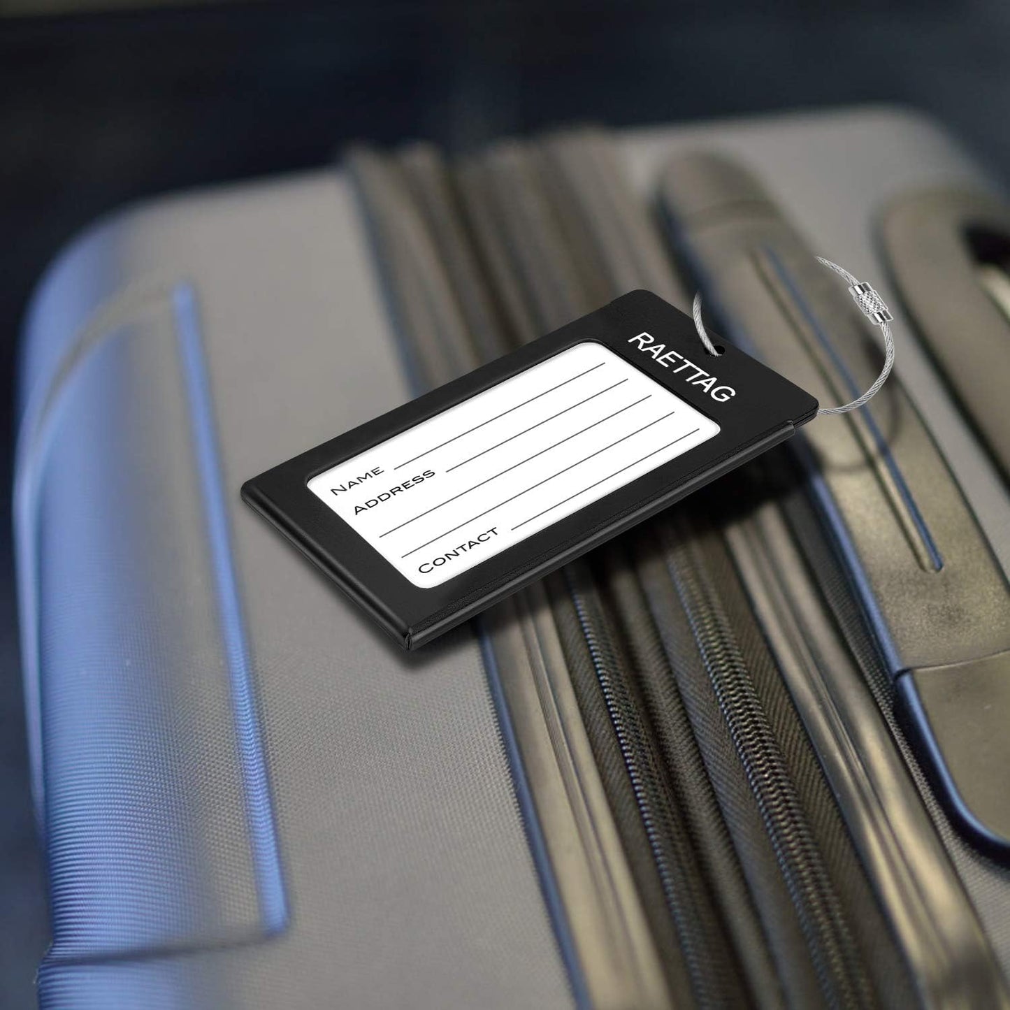 Luggage Tags Metal Suitcase Tags Travel Bag ID Identifier Luggage Tag (Black 4Pack)
