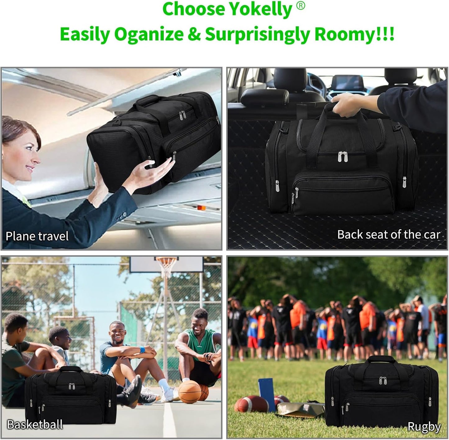 Sports Duffel Bag 26 Inch Travel Gym Duffle - Black