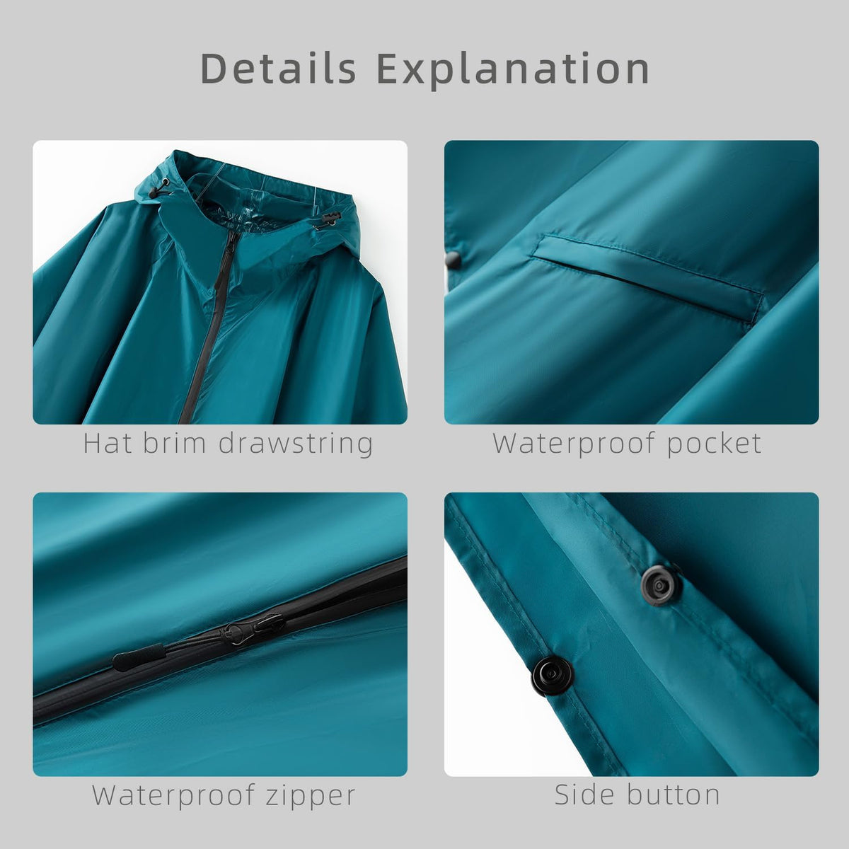 Cloak raincoat Unisex poncho Adult hooded men and women with pockets Mountaineering hiking rainstorm prevention