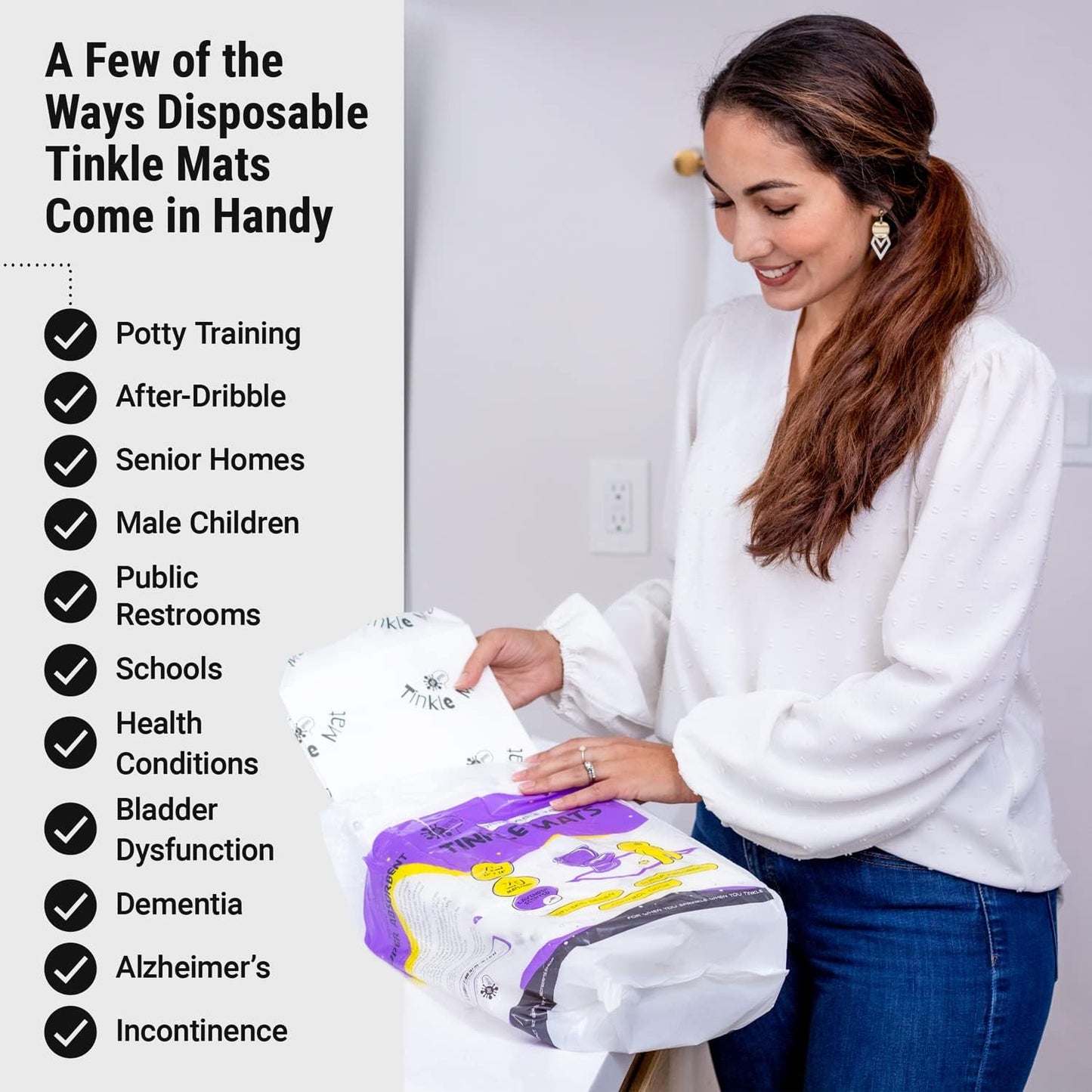 Tinkle Mat Disposable Toilet Commode Mat – Super Absorbent, Deodorizing Toilet Mats for Bathroom U Shaped – Great for Kid Potty Training, Incontinence & More – 24 x 24 Inches, 20 Pack, Lavender