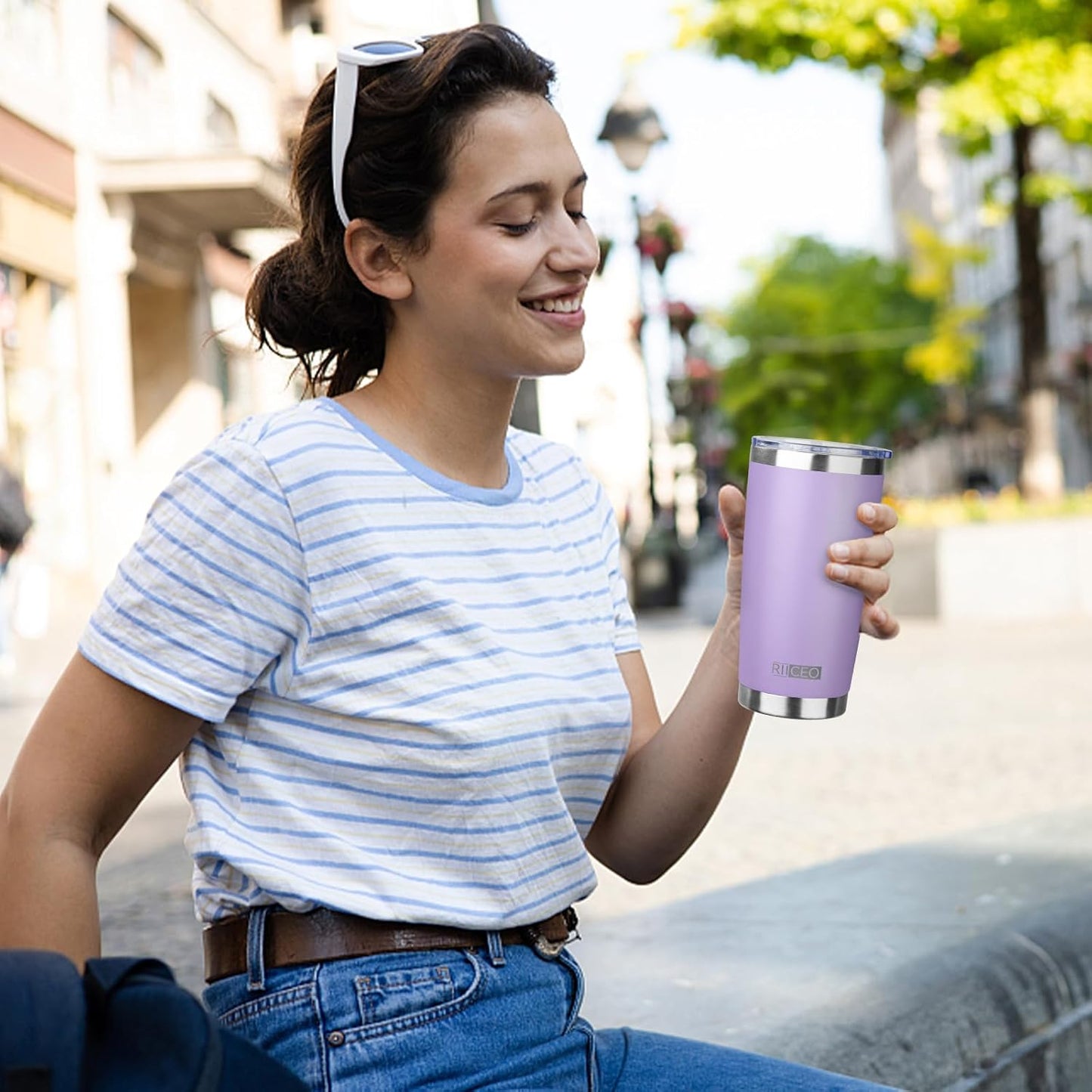 20oz Tumbler with Straw and Brush, Stainless Steel Vacuum Insulated tumbler, Double Wall Insulated Coffee Tumbler for Outdoor, Home, Travel,Office (lilac,4pcs)