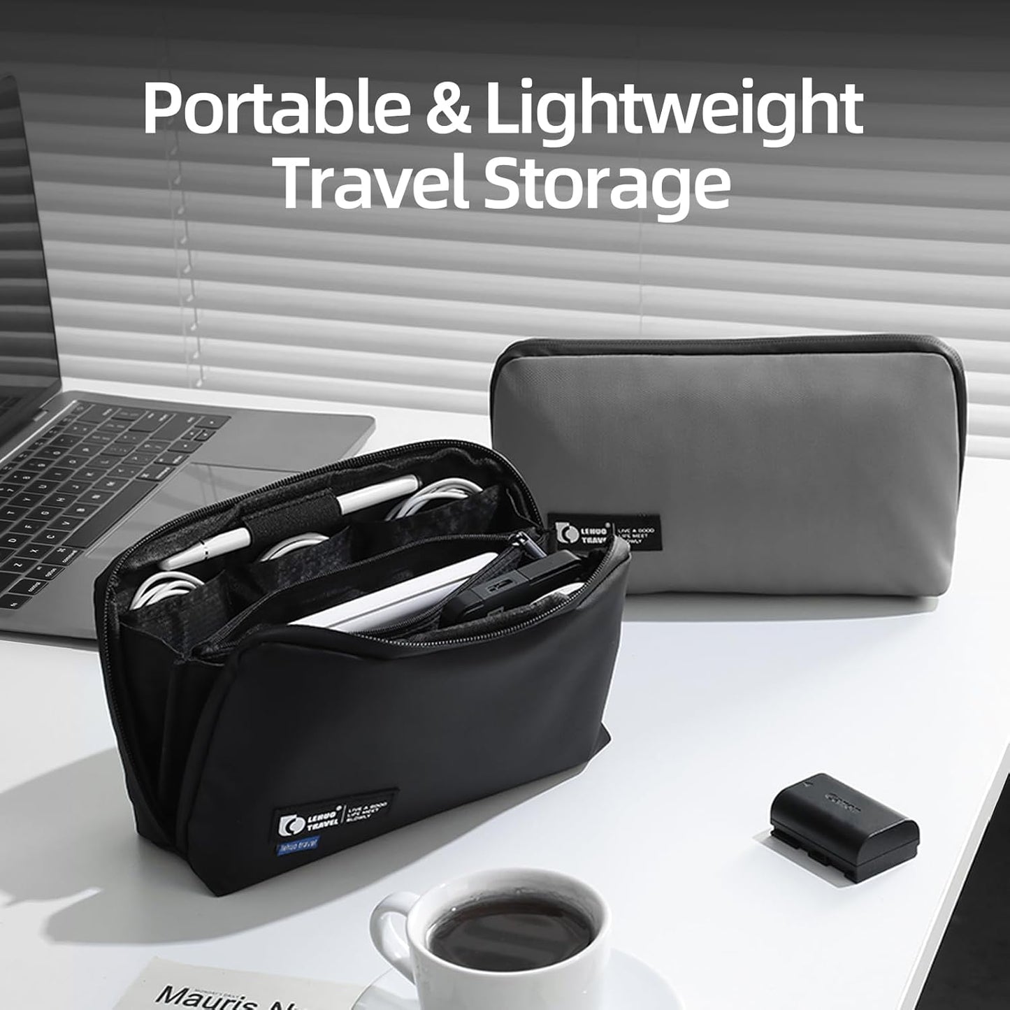 RIGHT AWAY Travel Tech Pouch,Waterproof Cord Case,Electronics Organizer Travel Case,Cable Organizer Storage Bag For Phone, Charger, Accessories(GRAY)
